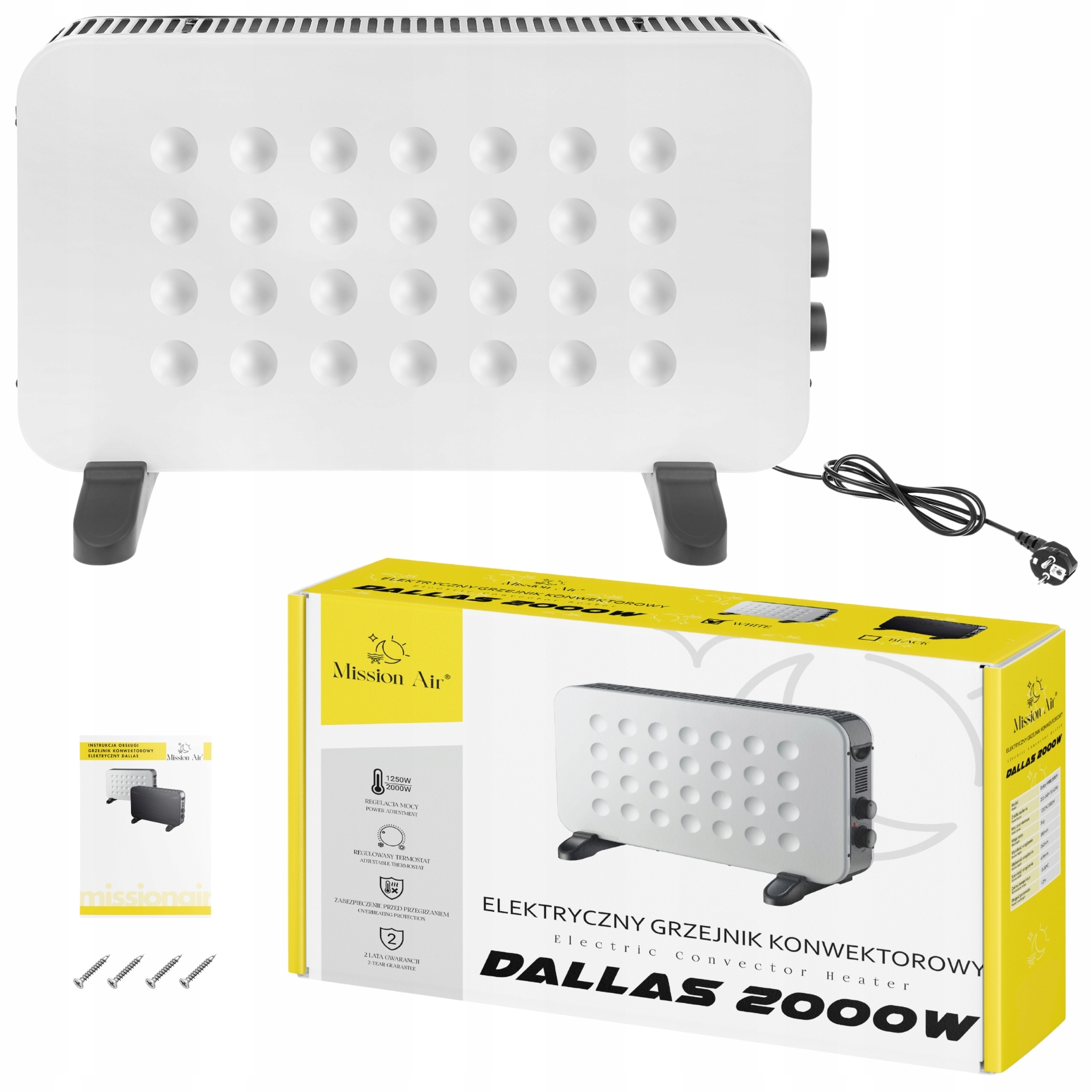 Elektrický Konvektorový ohřívač energeticky úsporný přenosný Termostat 2000W