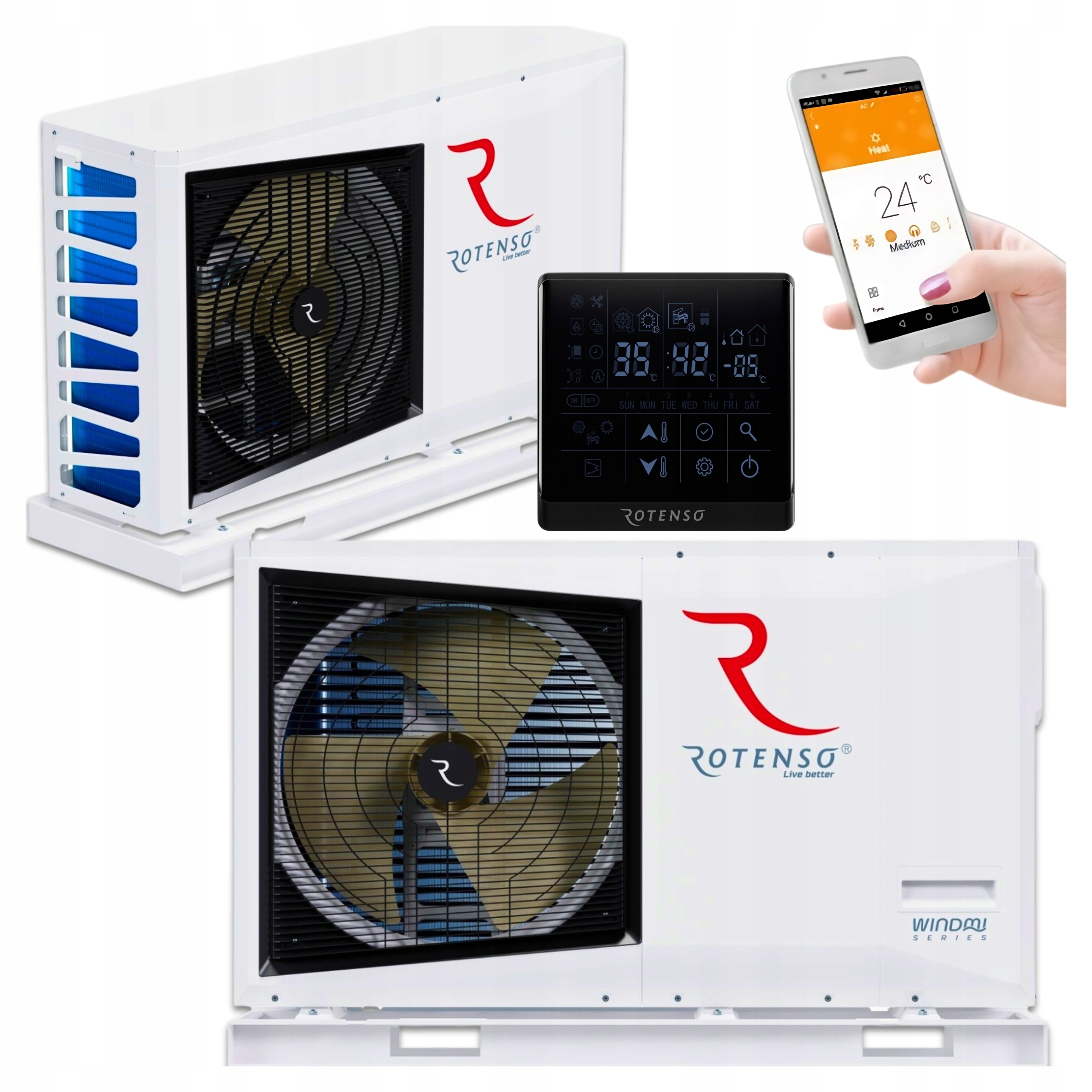 Tepelné čerpadlo Rotenso Windmi 8 kW Monoblok 1 fáze Cwu Co Úsporné Topení A+++