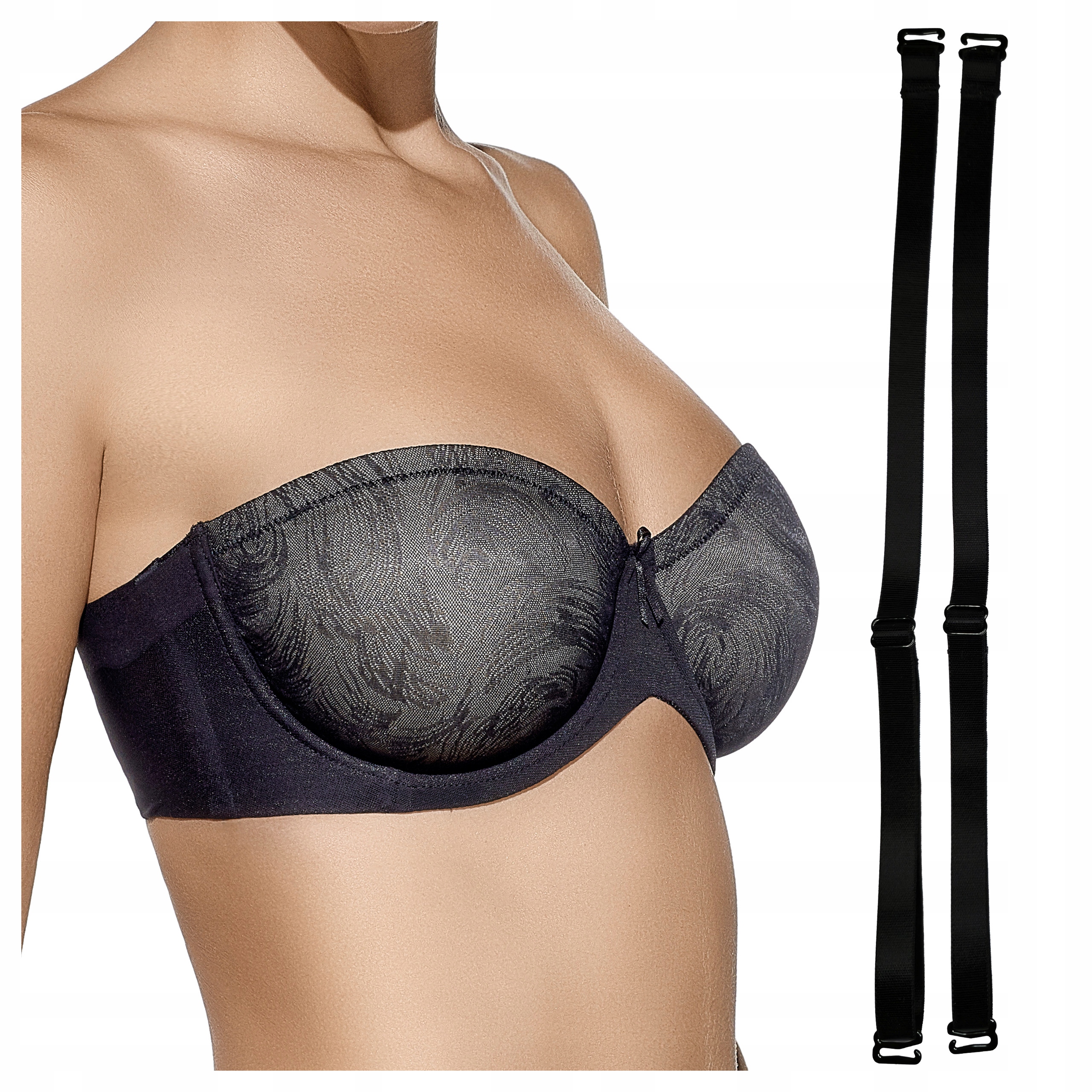 Měkká samodržící podprsenka se silikonem ramínka Sandra Černá 75C