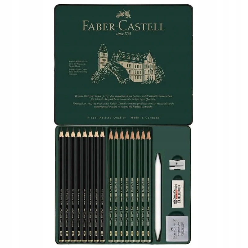 Faber-castell grafitové tužky Pitt Graphite Matt a Castell 9000, 20ks v kov
