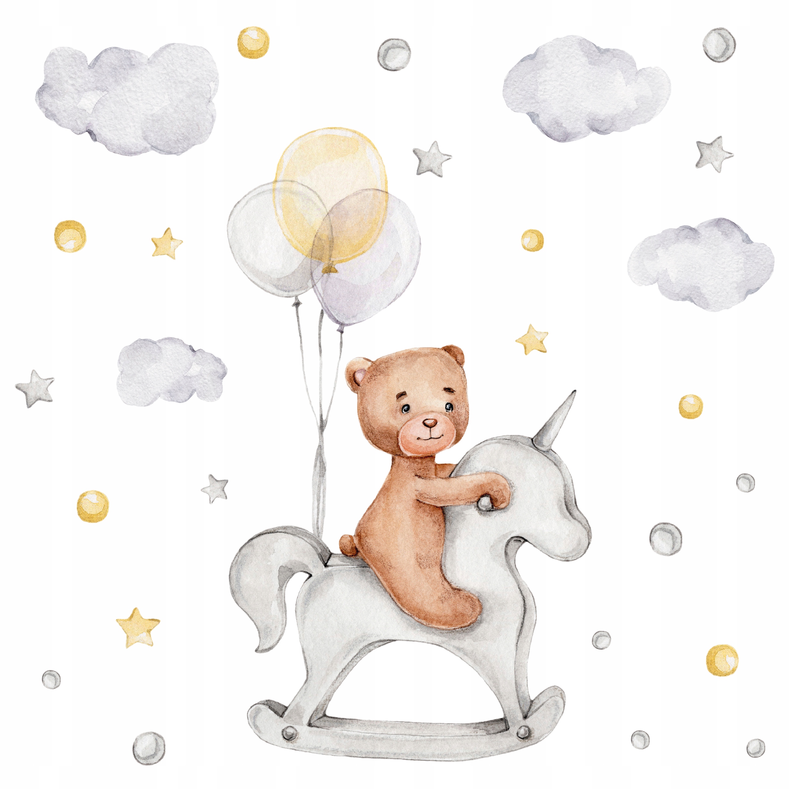 

naklejki na ścianę Miś koń na biegunach