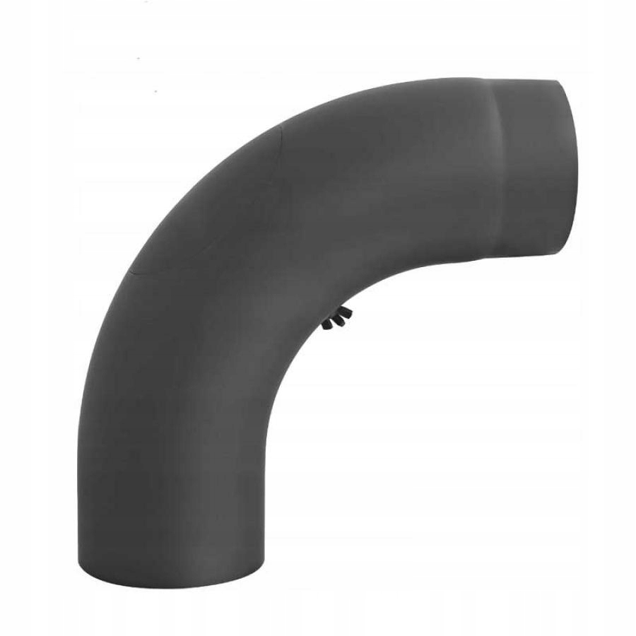 Koleno Ø150 90° 2 mm ohýbané s čistiacim otvorom, oceľ, čierna