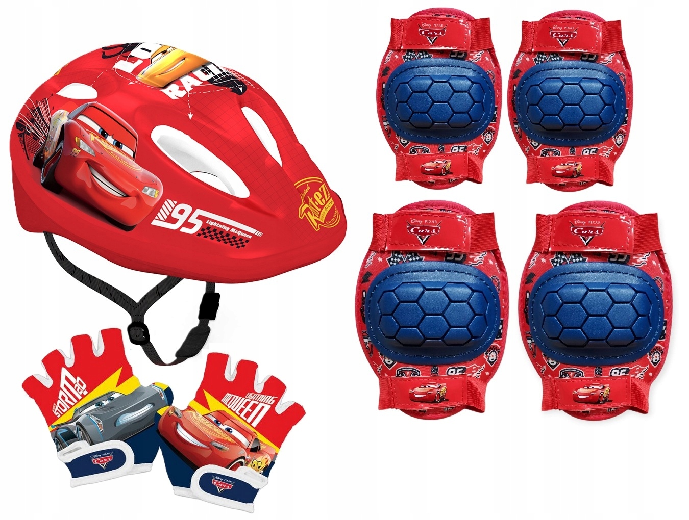4x ochraniacze kolana łokcie Kask rowerowy rękawiczki bez palców Auta Cars