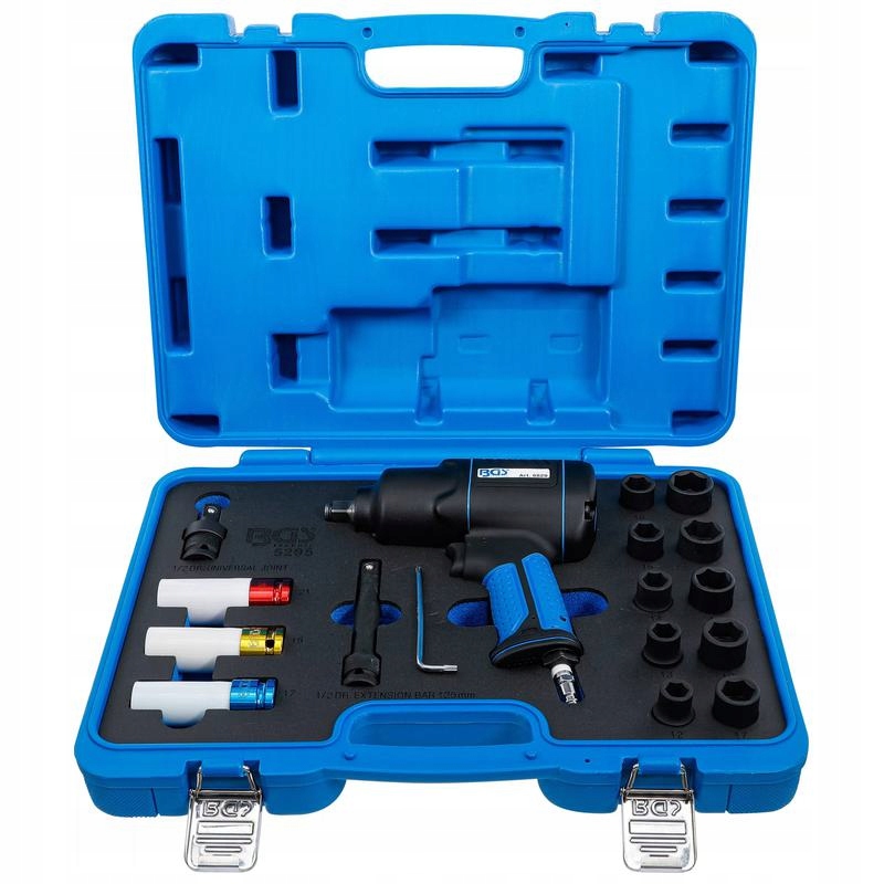 Pneumatický rázový uťahovák so sadou nástavcov 12,5 mm 1/2" 1200 Nm 16ks Bgs