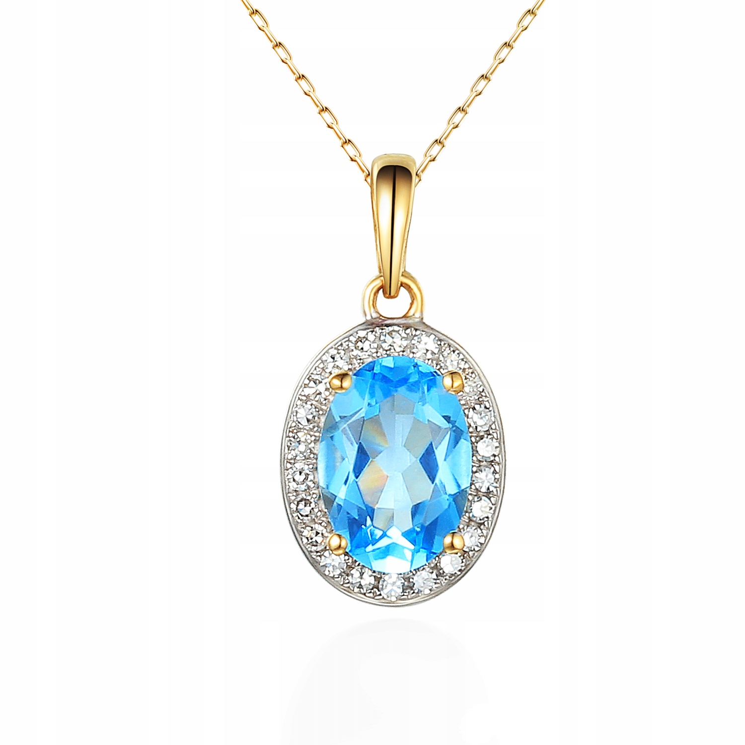Zlatý přívěsek Přírodní topaz Diamanty Ideální Dárek Krabička Věnování