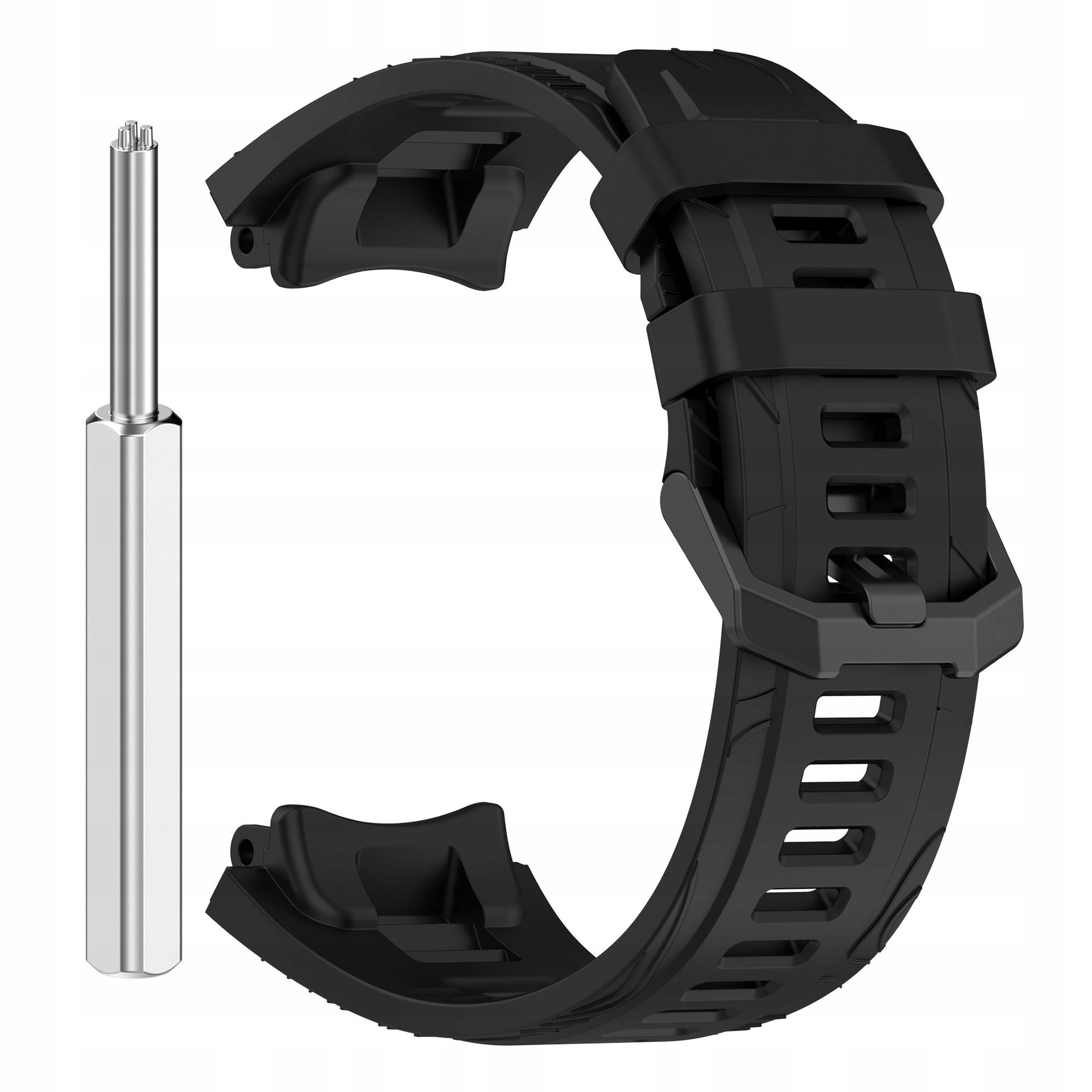 Pasek Silikonowy do Amazfit T-Rex 3 Czarna Opaska z Metalową Klamrą Tool