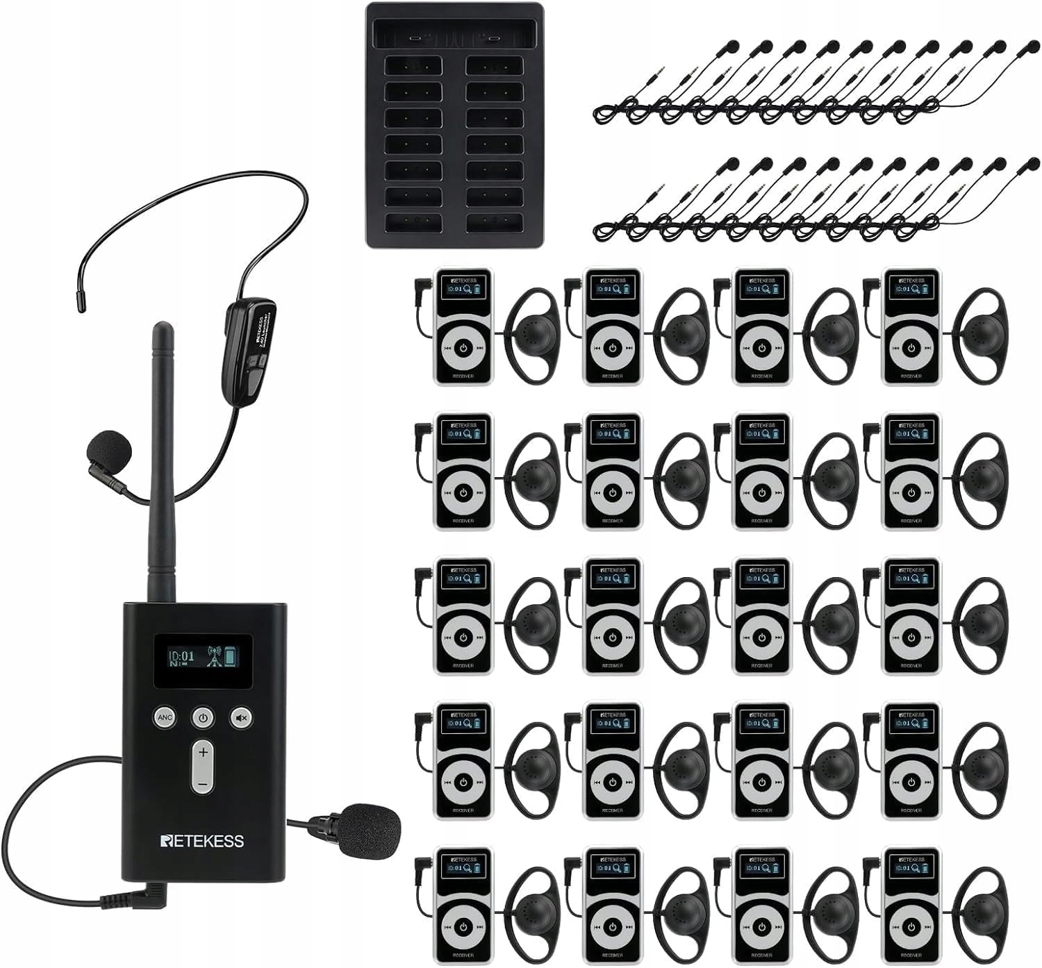 Retekess T130P (T130 3rd) System Przewodnika Audio, Zestaw Tour Guide, 160M