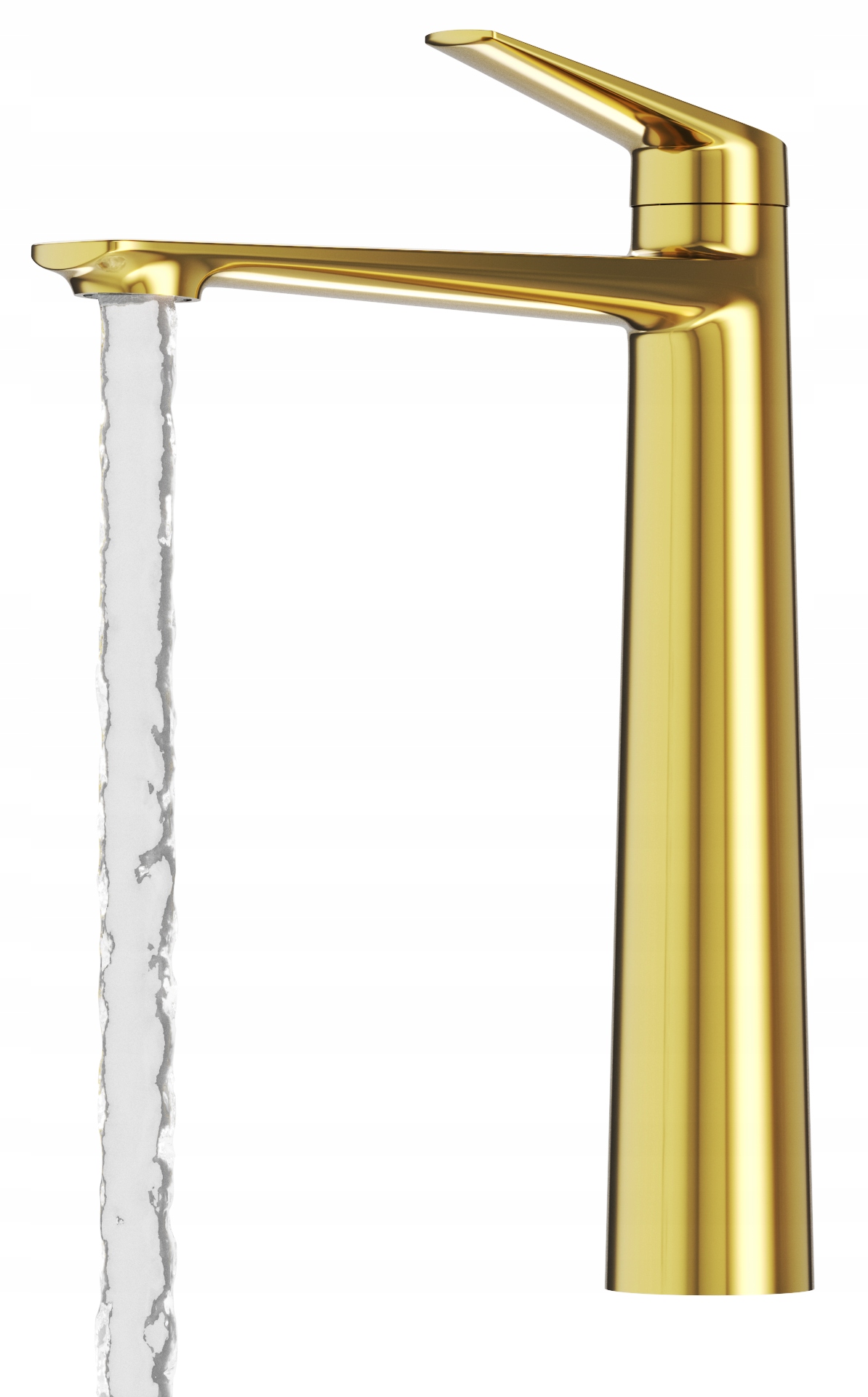 Umývadlová Batéria Zlatá Nave Vysoká Kúpeľňová Mosadzná Stojaca Kohútiková