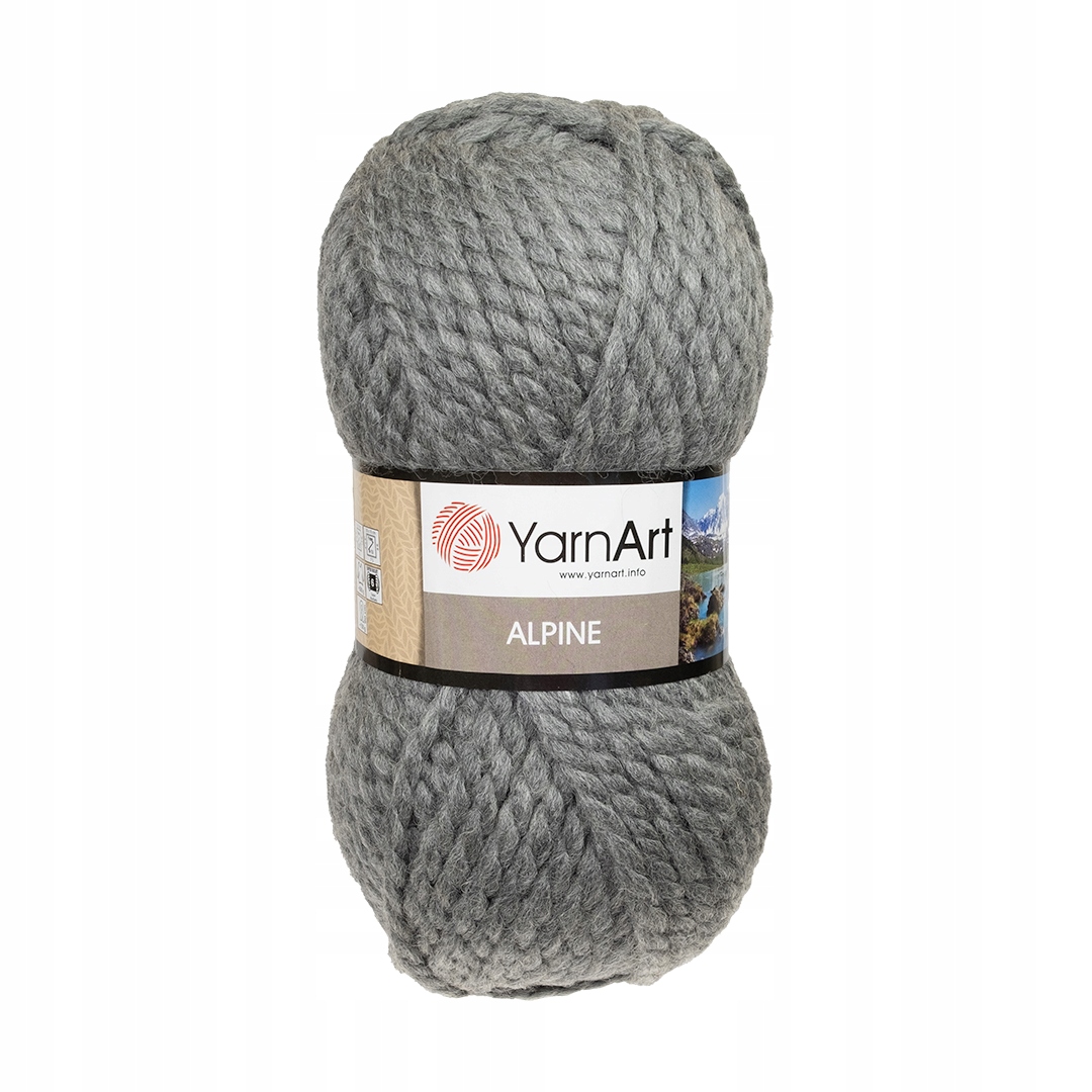 150g wełna 45% YarnArt Alpine gruba szara 344