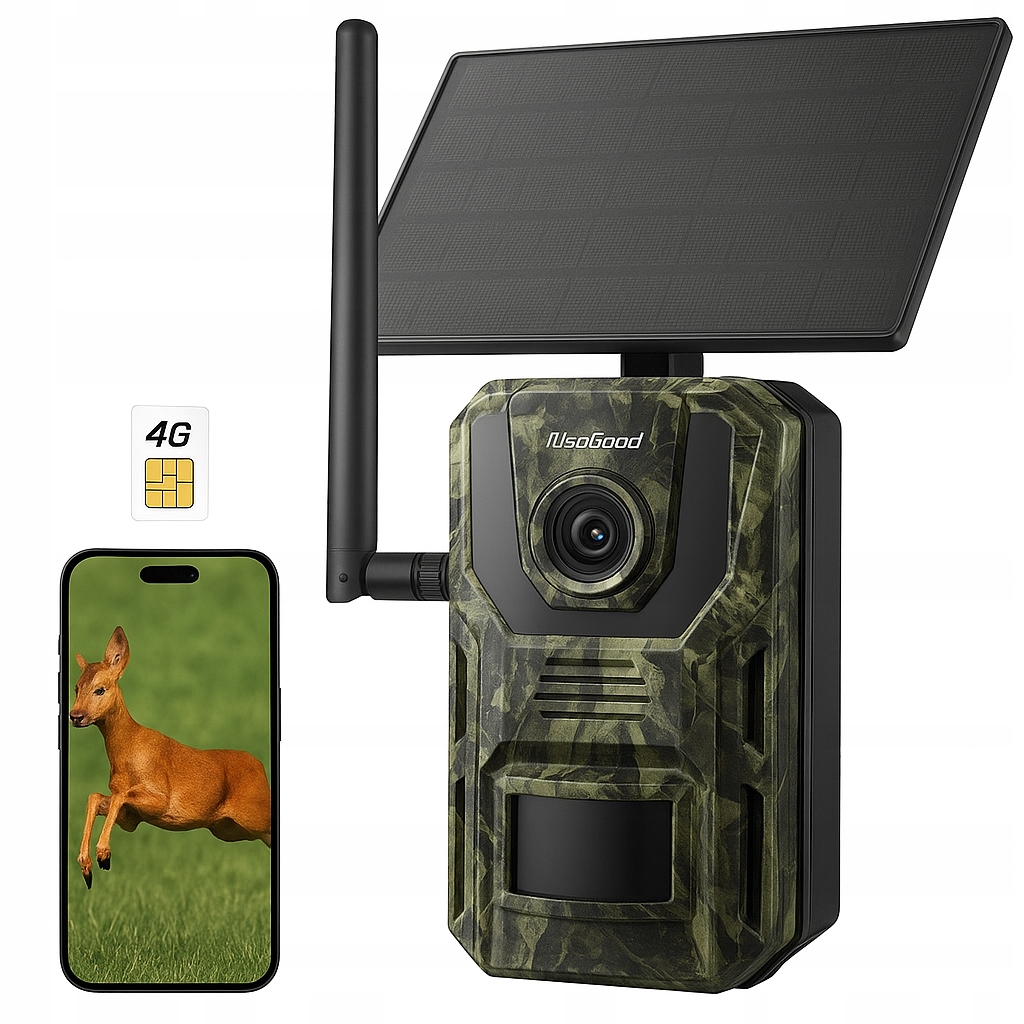 Fotopast 2K s 4G Lte, Gps a solárem, 32 Gb, odolná IP65, Ir 940 nm