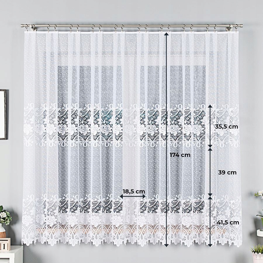 Firana żakardowa DEMETRIA 500x180cm prosta (gotowa) z obszyciem Marka HomeDekorator