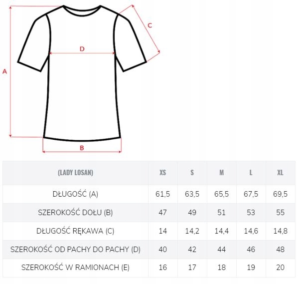 DAMSKA KOSZULKA SPORTOWA LADY LOSAN MARTES XL Rozmiar XL