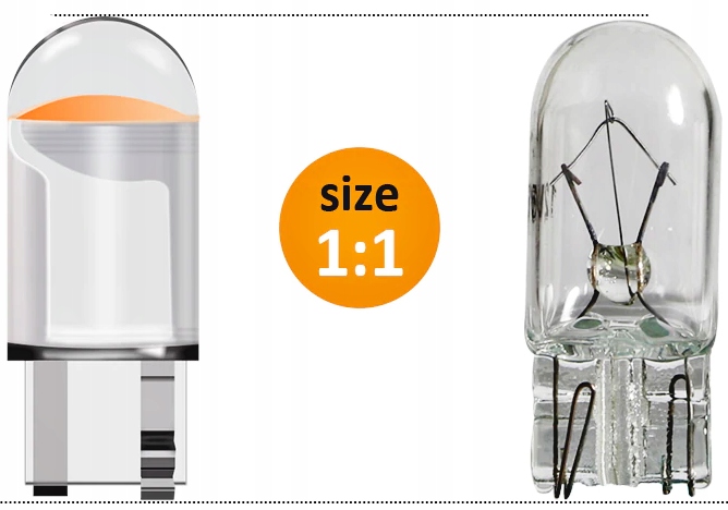 ŻARÓWKA ŻARÓWKI POSTOJOWE W5W T10 LED STANDARD CLEAR BIAŁE Napięcie 12 V