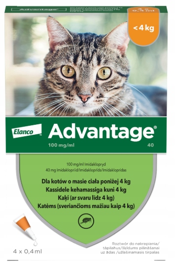 Advantage Krople na pchły dla kota od 4 kg 4 x 0,4 ml