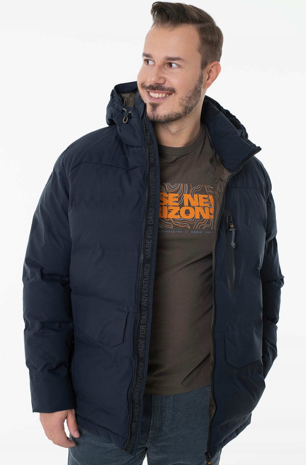 Camel Active Tmavě Modrá Parka Bunda S Kapucí Zateplená 60 6FA