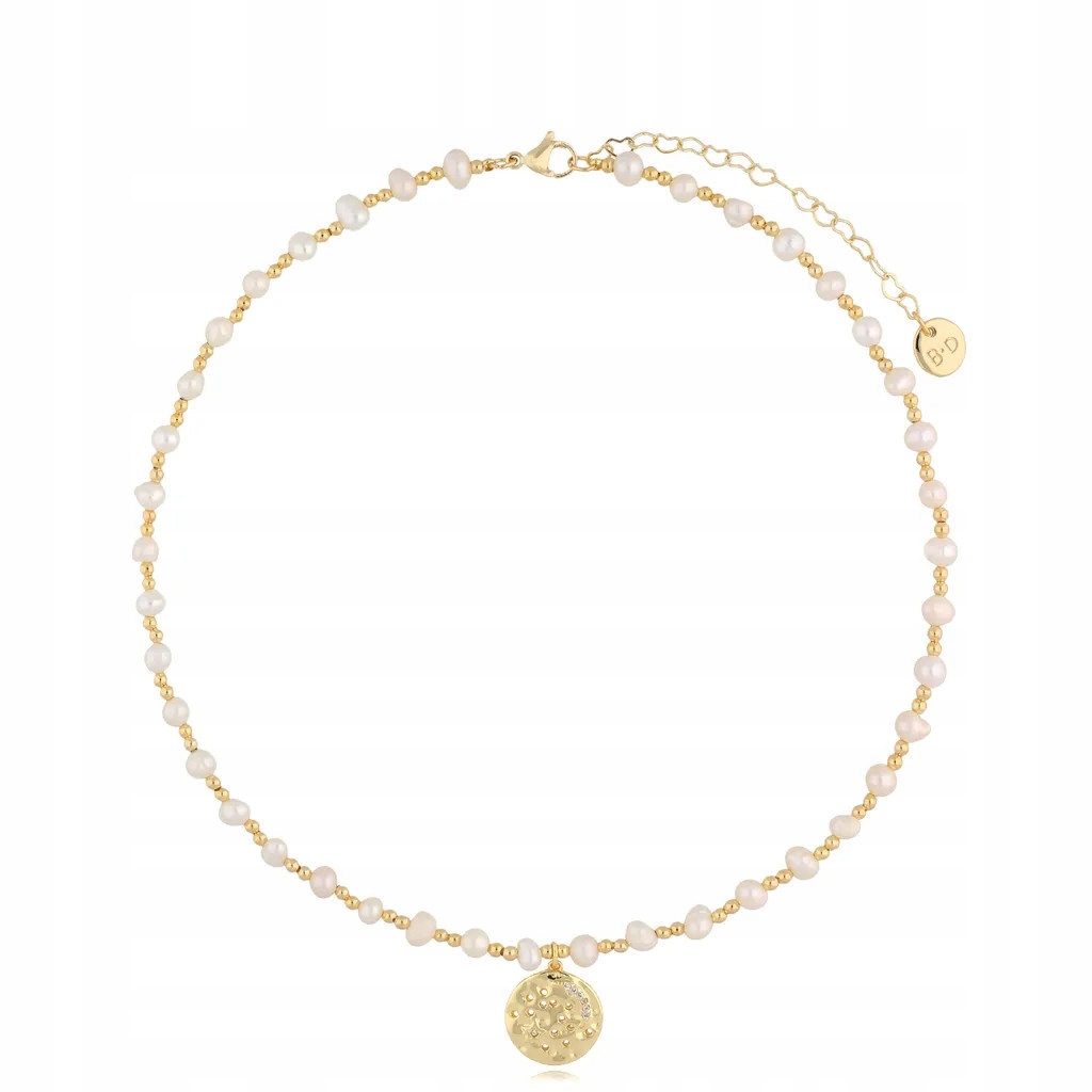 Náhrdelník By Dziubeka bílá syntetická perla 44 cm