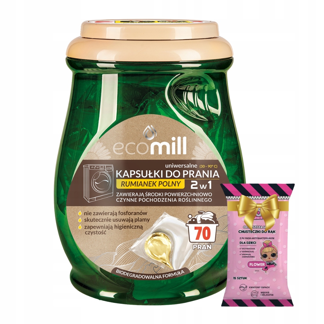 Levně Ecomill Univerzální prací Kapsle s příchutí heřmánku 70 ks Dárek