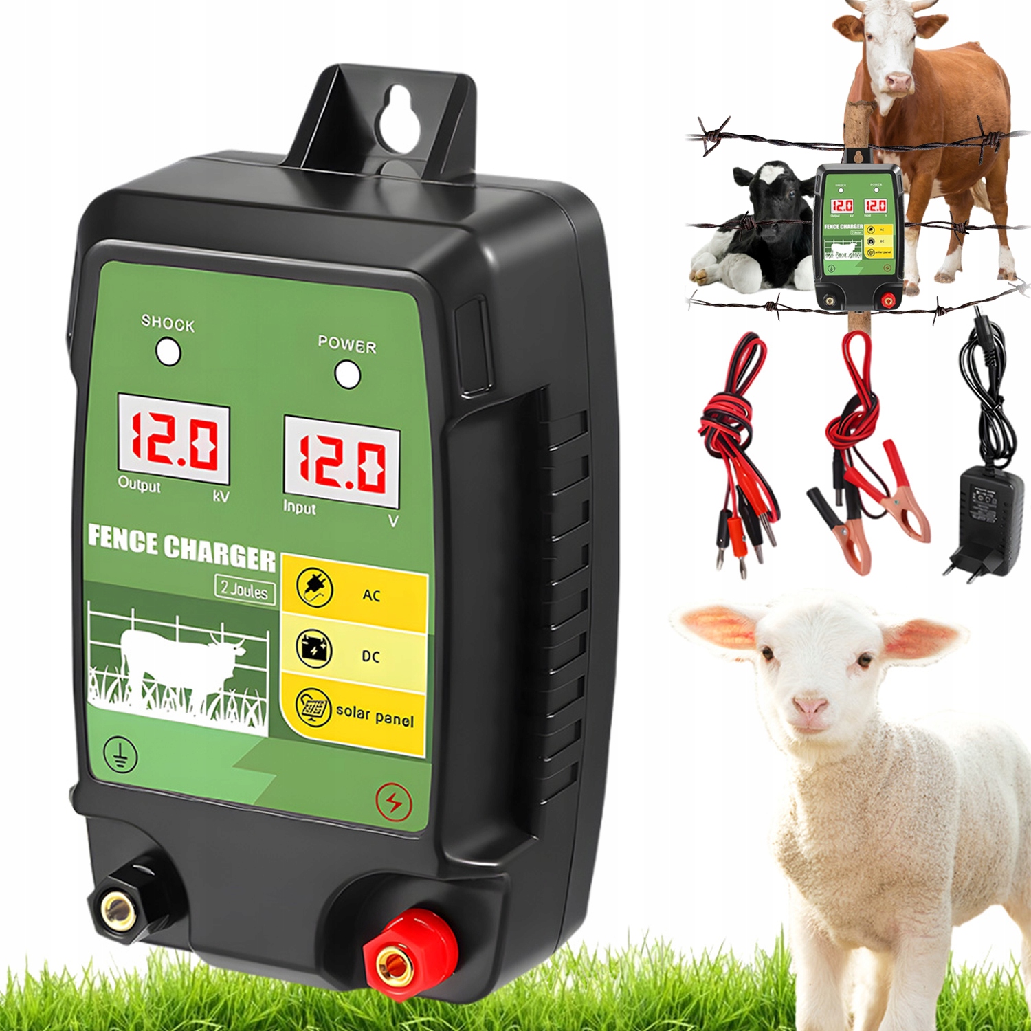 Elektrizátor Elektrického Plotu 15 Km 1.5J-2J LCD Pro Pastviny A Farmy