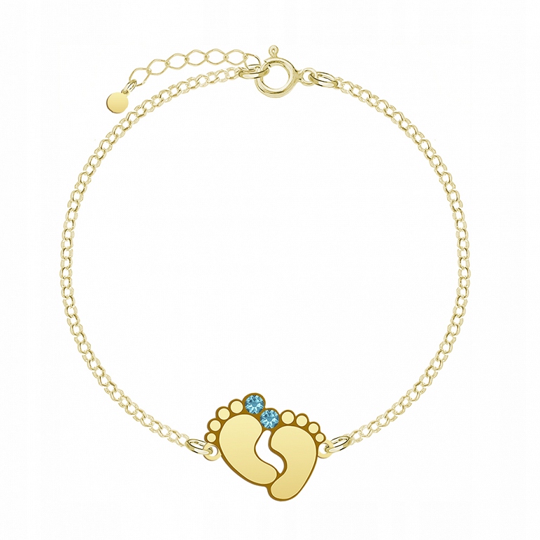 

Pozłacana Bransoletka Stópki Imię Dziecka Grawer