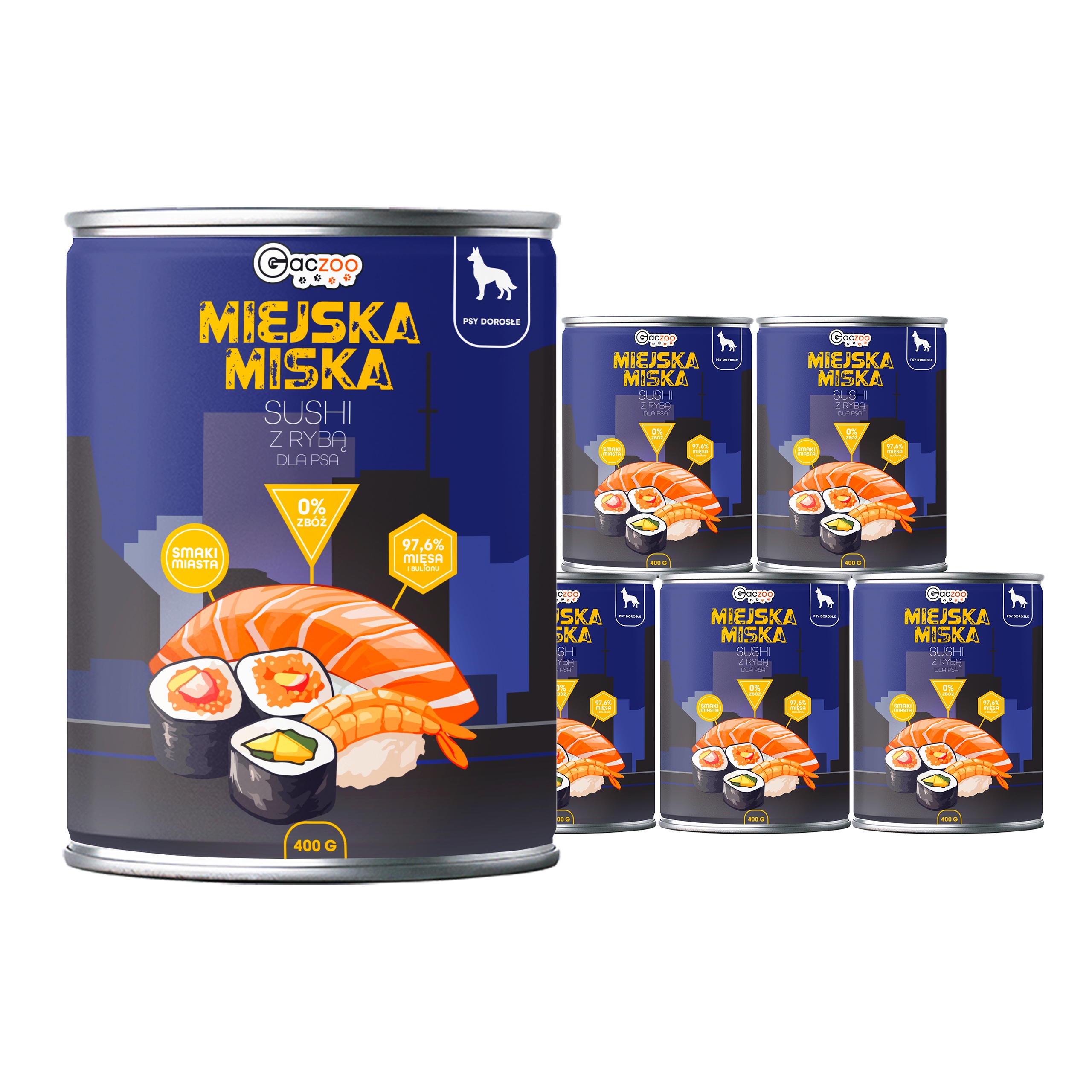 Levně Krmivo pro psa Městská miska Gaczoo Sushi s rybou 6 x 400 g bez obilovin