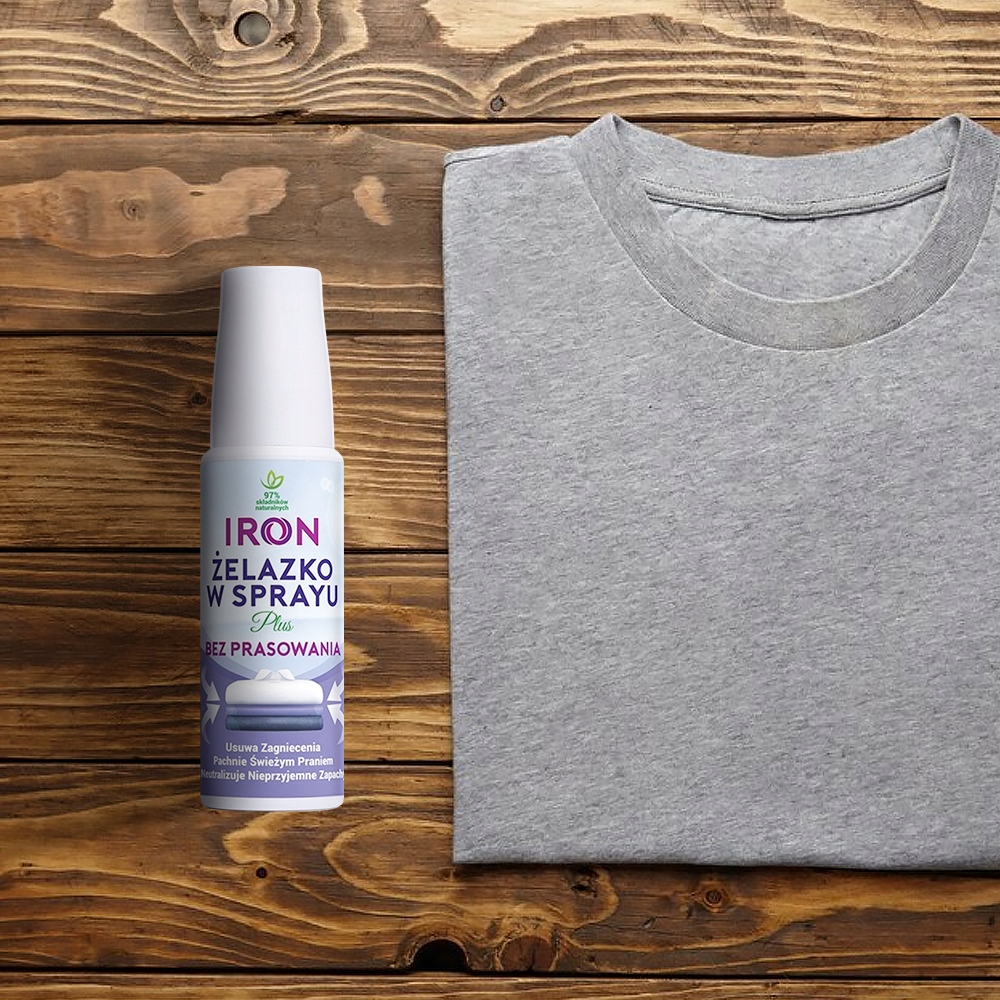 IRON PLUS ŻELAZKO W SPRAYU PŁYN PRASUJĄCY DZIAŁA Marka Iron
