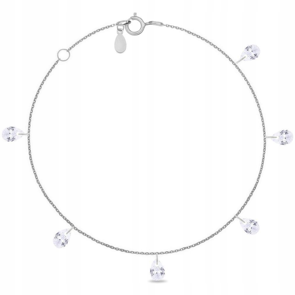 

Srebrna bransoletka gwiazd Choker 925 Biała Łezka