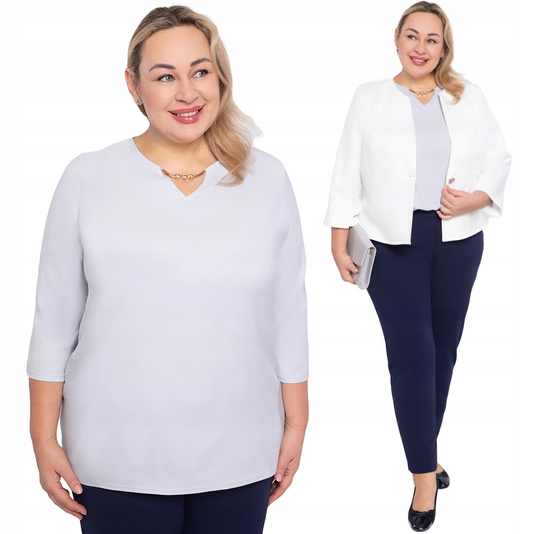 Šedá halenka se zlatou ozdobou 52/54