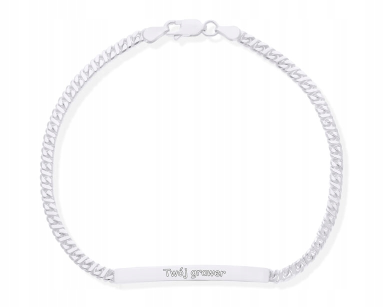 Pánský Náramek stříbrný s gravírováním Plech hladký délka 22 cm ryzost 925