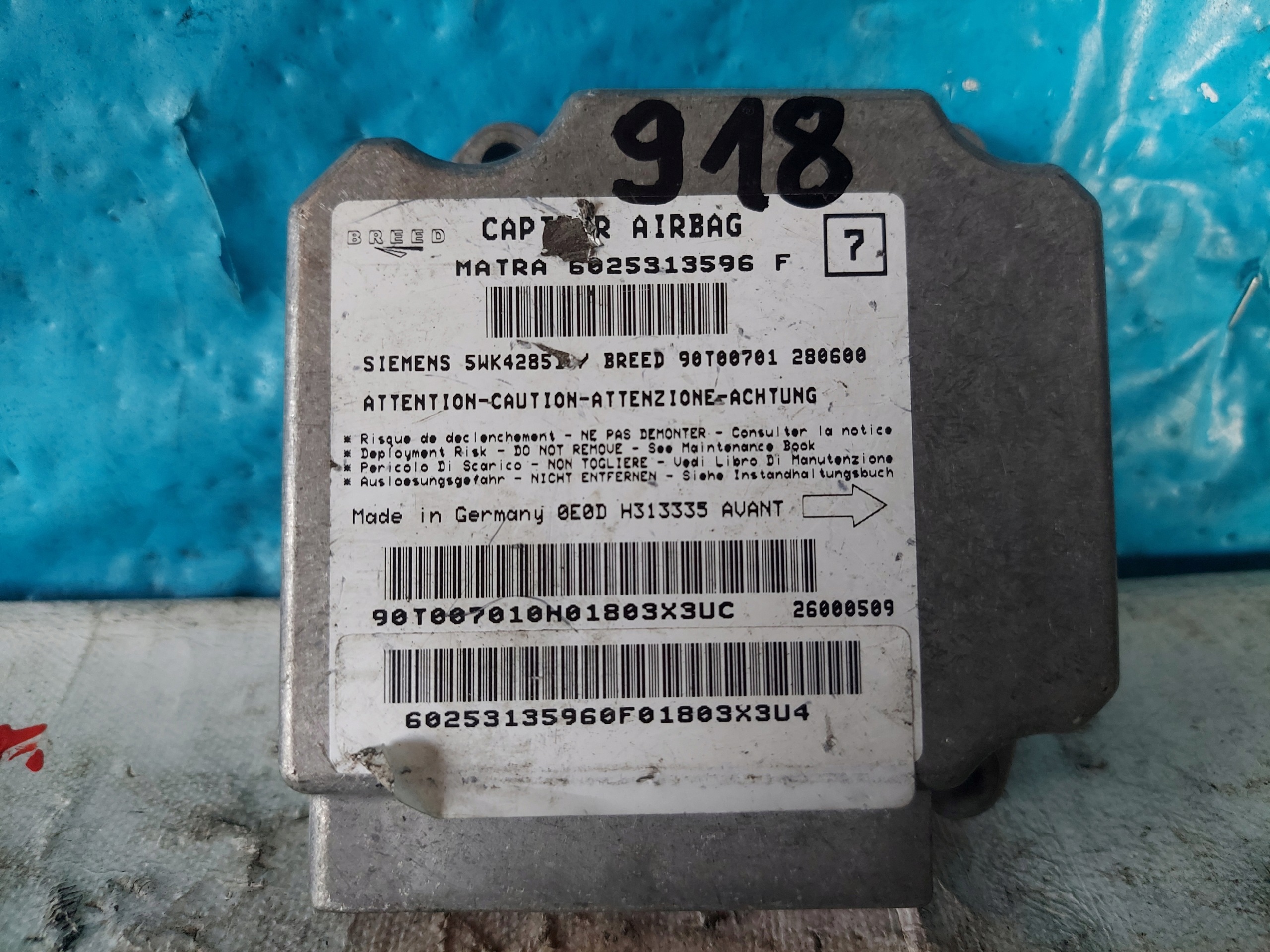 ESPACE III 6025313596F SENSOR airbag