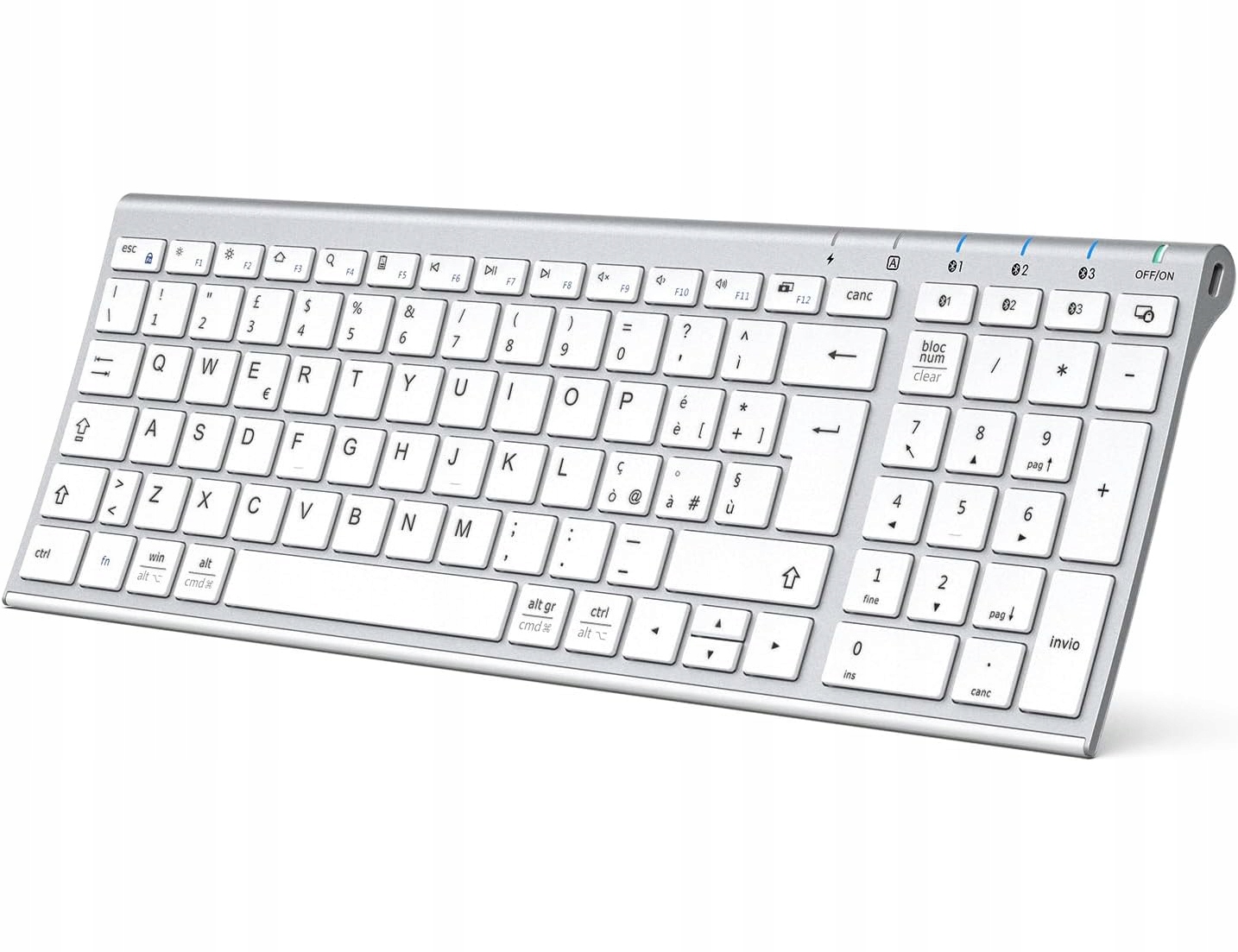 Klávesnice Bluetooth 5.1 multi device numerická ergonomická Qwerty (pl)