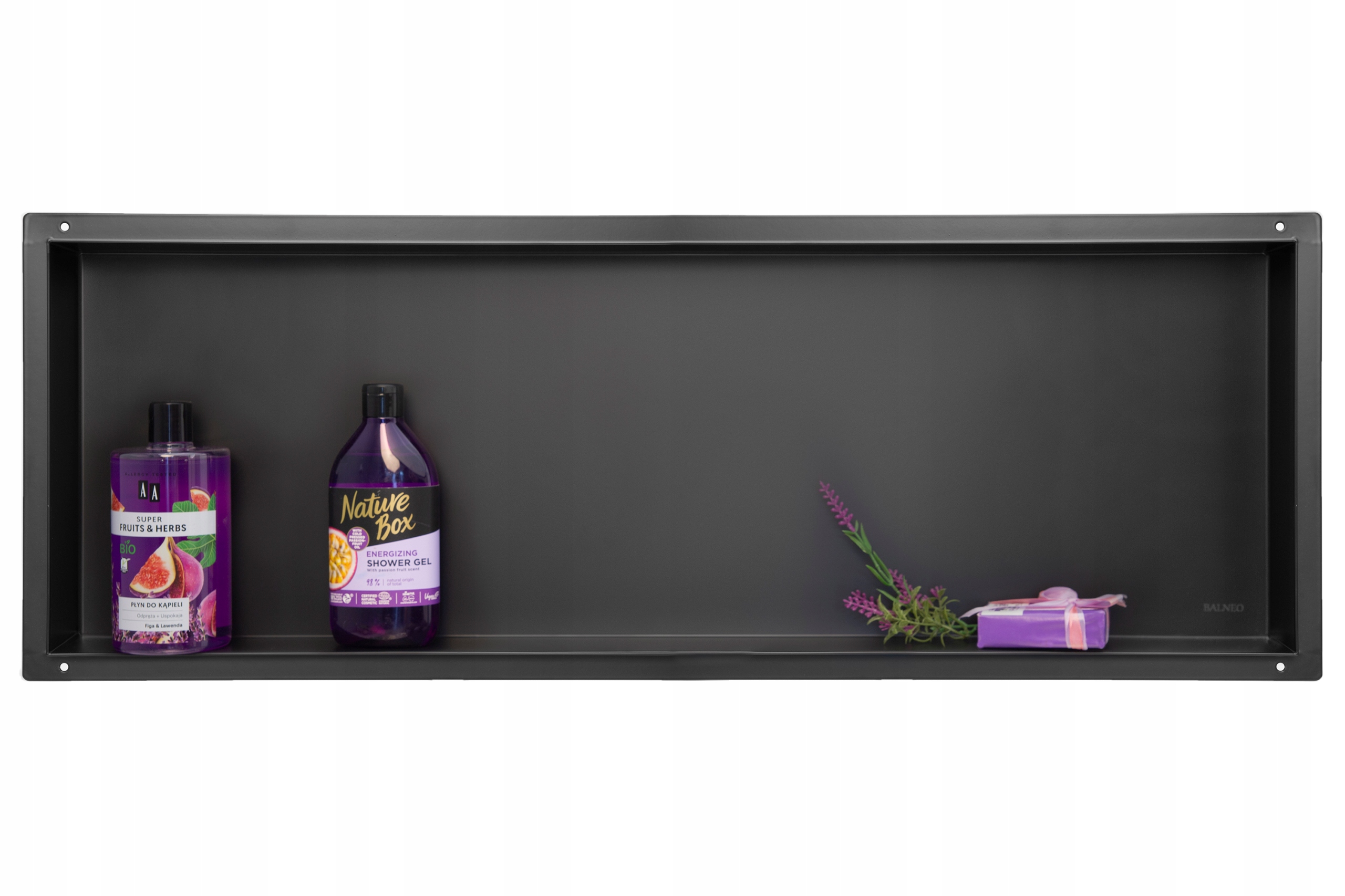 Bezrámová výklenková polica Wall-box 90x30x10 cm čierna Teflón Balneo