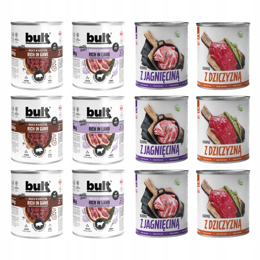 Levně Krmivo Pro Psa Vlhké Krmivo MIX Chutí Zvěřina Jehněčí 12x800g