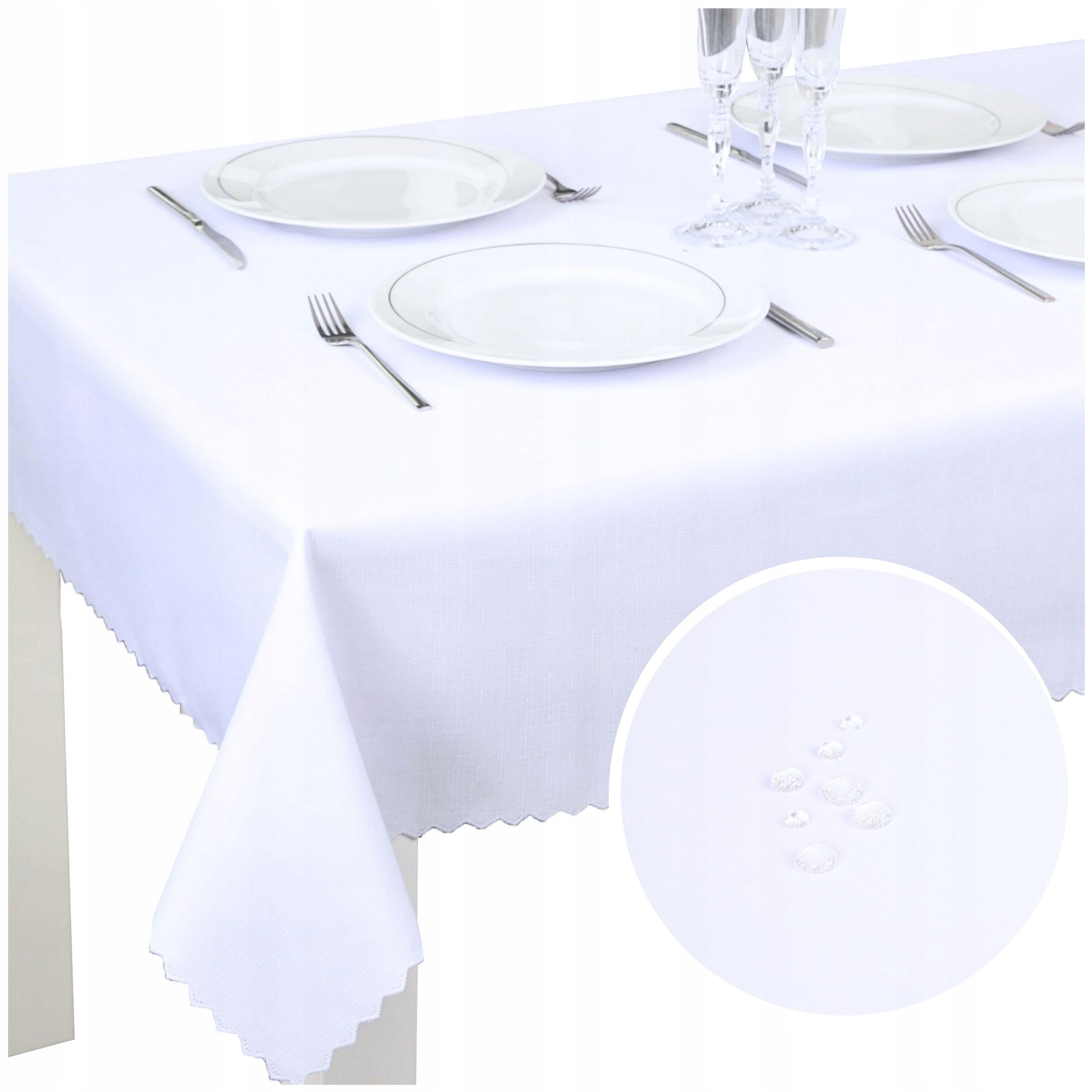 Obrus Na Stół Biały 350x140 wz.1 Plamoodporny Komunia Chrzest Ślub