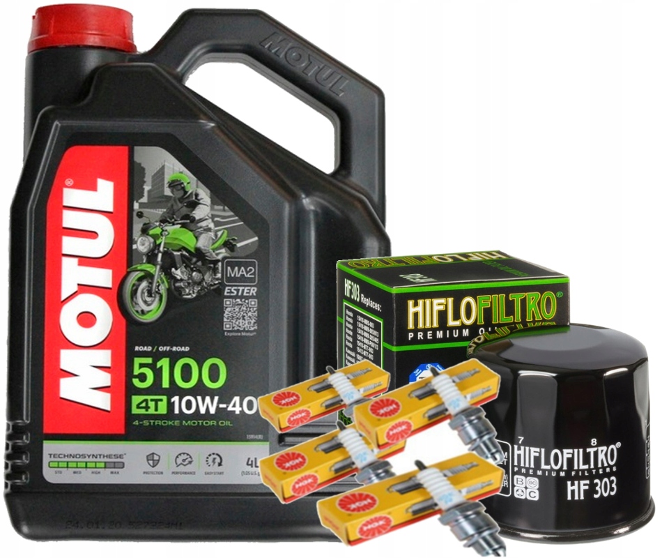 CR9E NGK ZESTAW OLEJ MOTUL 5100 4L FILTR HF303 KAWASAKI ZX6 ZX-6R 636 07-18