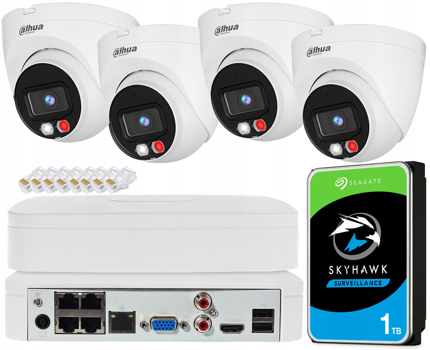 Sada na monitorovanie Dahua 4 kamier 4MPx Dual Light Detekcia Ai Ir/led 30 m