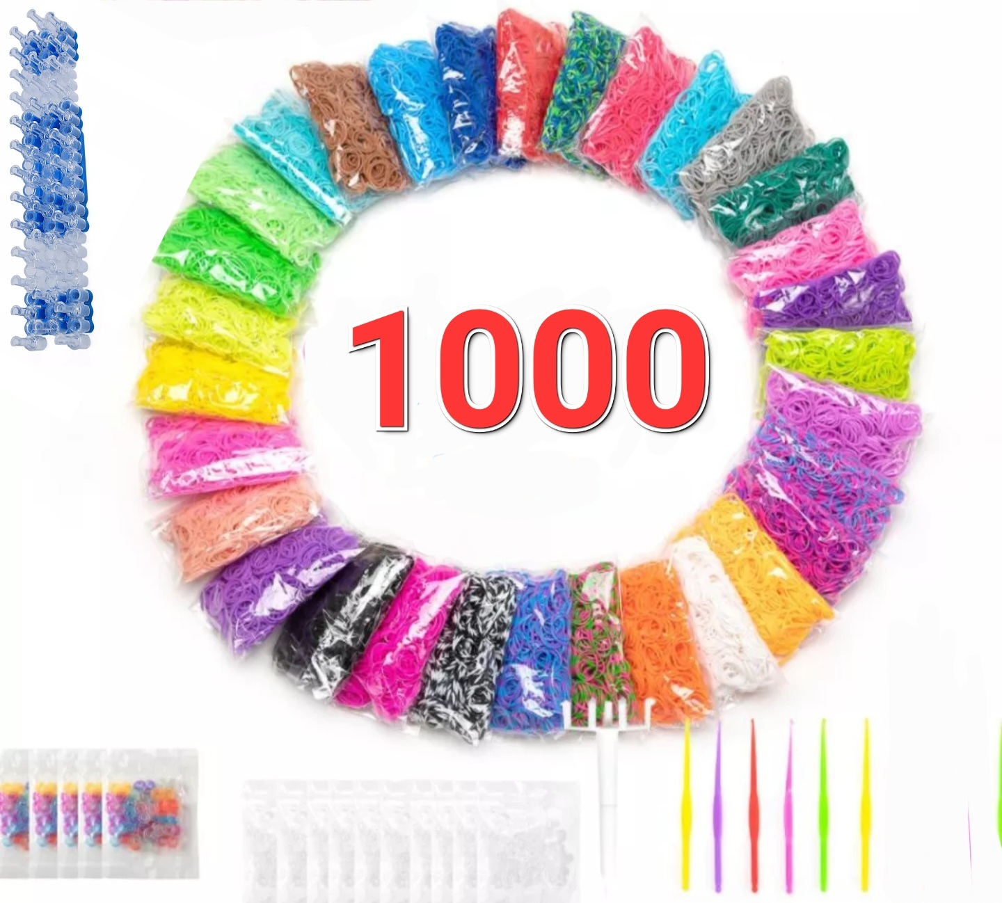 

Zestaw Gumek Do Robienia Bransoletek Gumki 1000 El