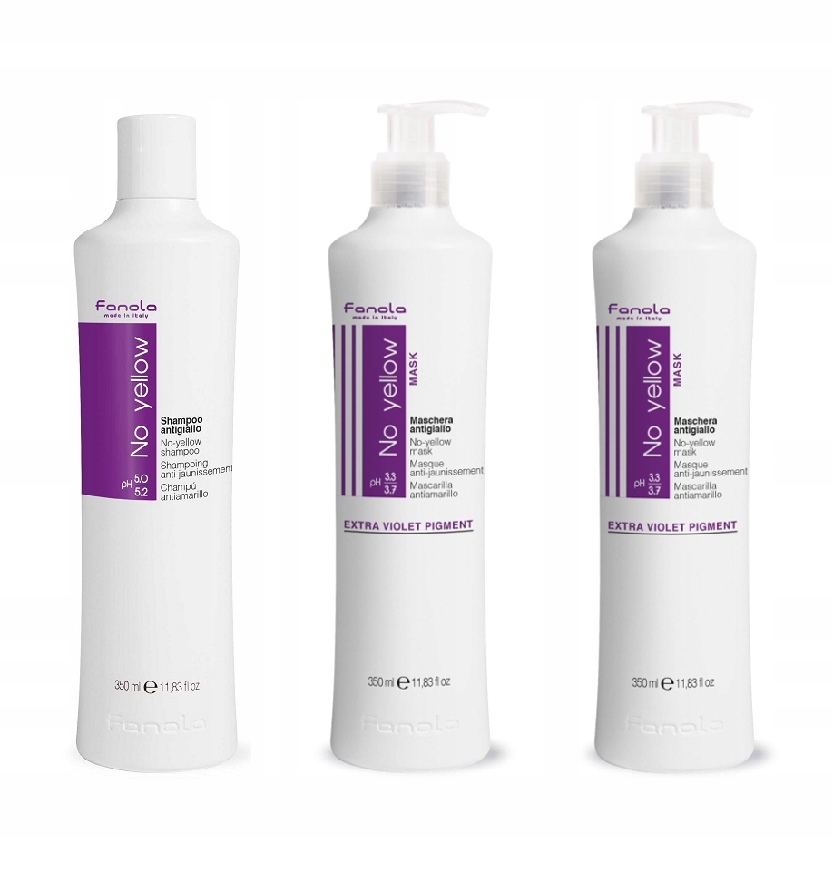 Fanola No Yello wszampon 350 ml maska 2x 350 ml do włosów blond zestaw-Zdjęcie-0