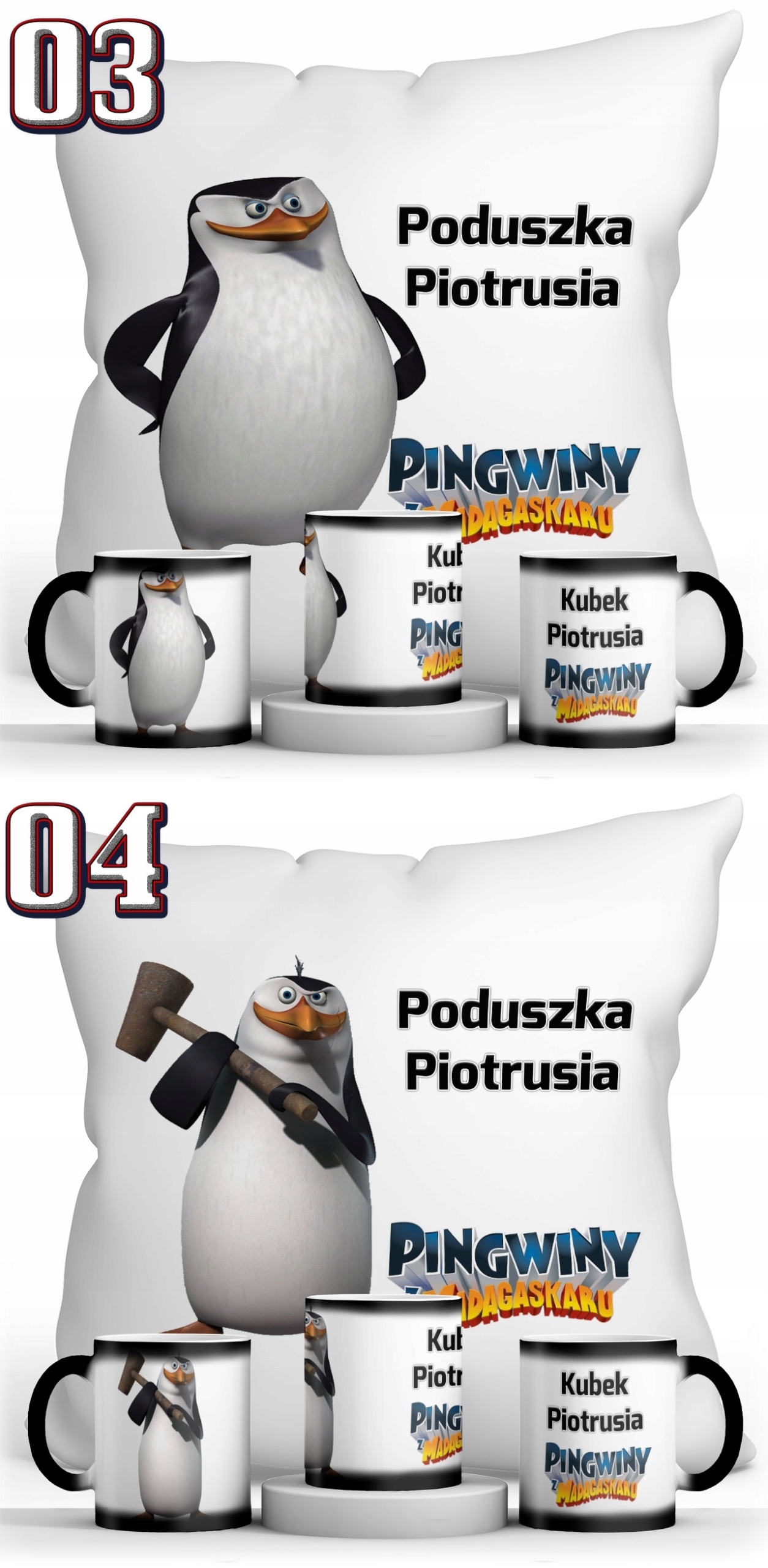 ZESTAW PINGWINY z MADAGASKARU MAGIC KUBEK PODUSZKA Marka Resolid