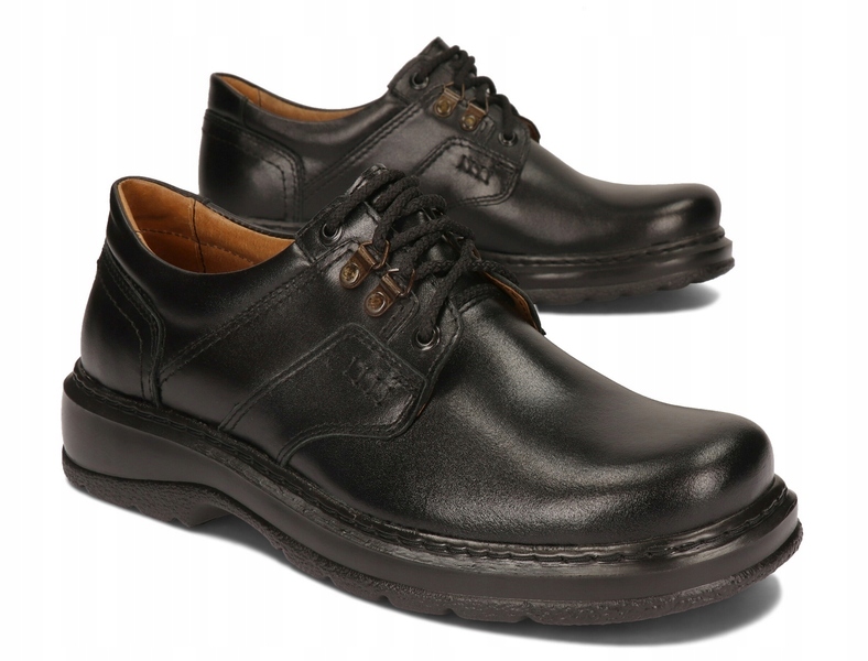 OBUWIE MĘSKIE BUTY SKÓRZANE XXL SZEROKIE CZARNY 43 Model PÓŁBUT