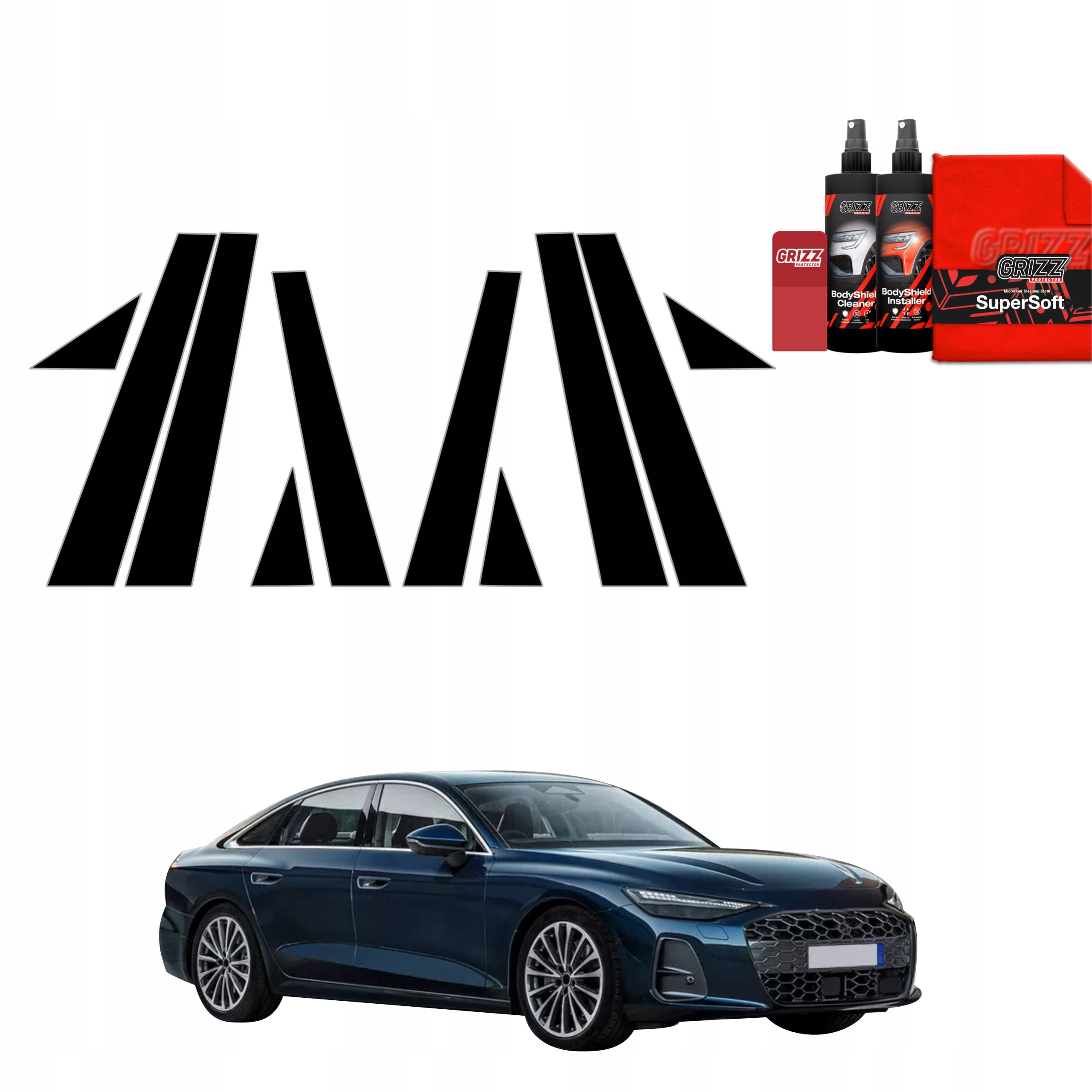10v1 Černá fólie na sloupky pro Audi A6 Limousine (2025-2026) Grizz