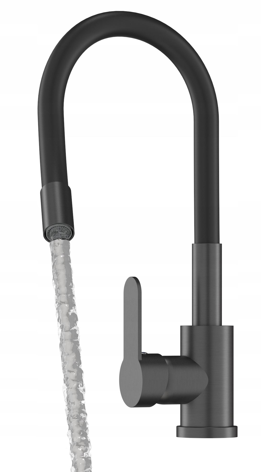 Flexibilná Kuchynská Batéria Gun Grey Čierna Metalíza Výtok Do Umývadla Grado