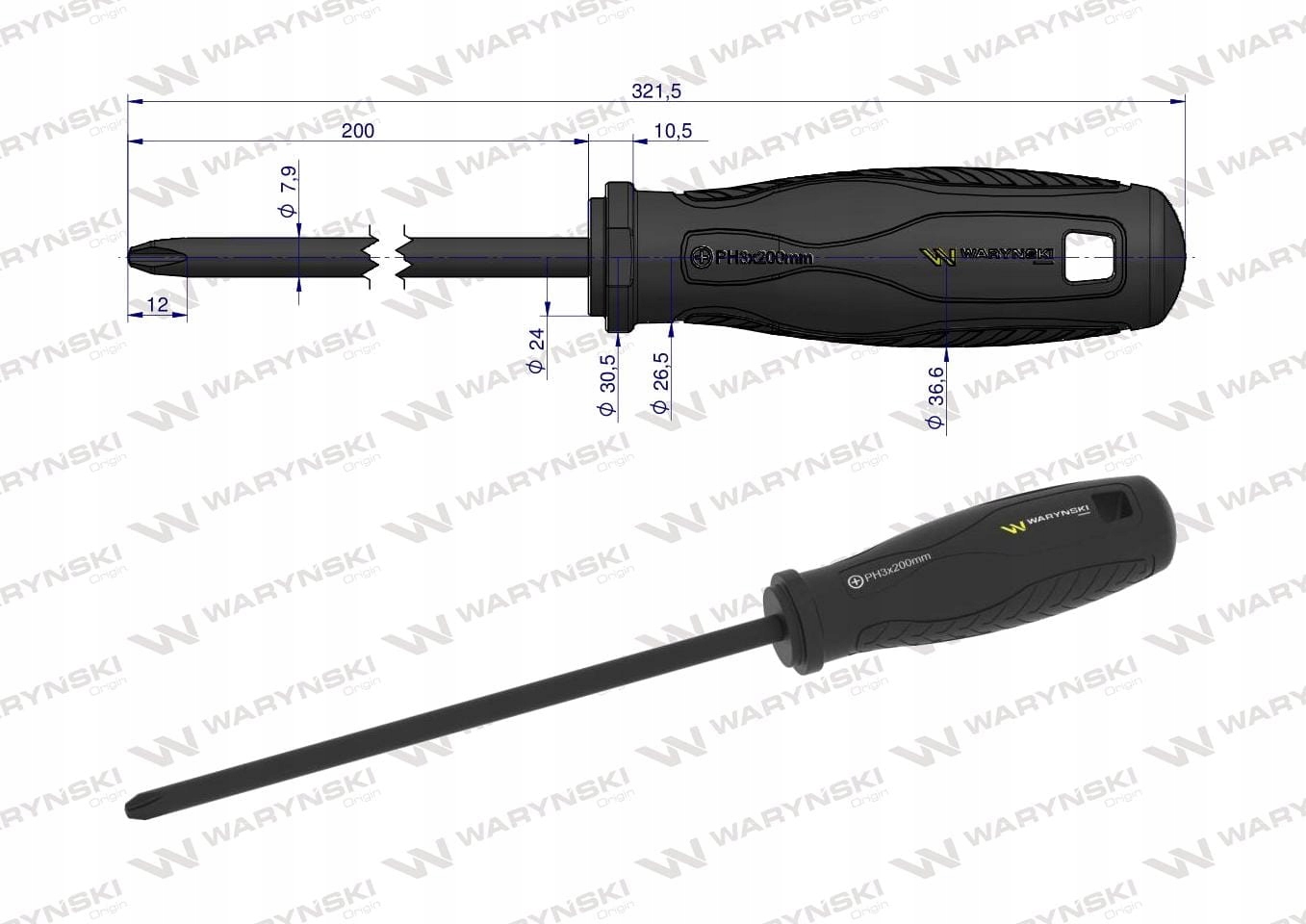 WKRĘTAK PH3 200 MM ŚRUBOKRĘT STAL SVCM WARYŃSKI Marka Waryński