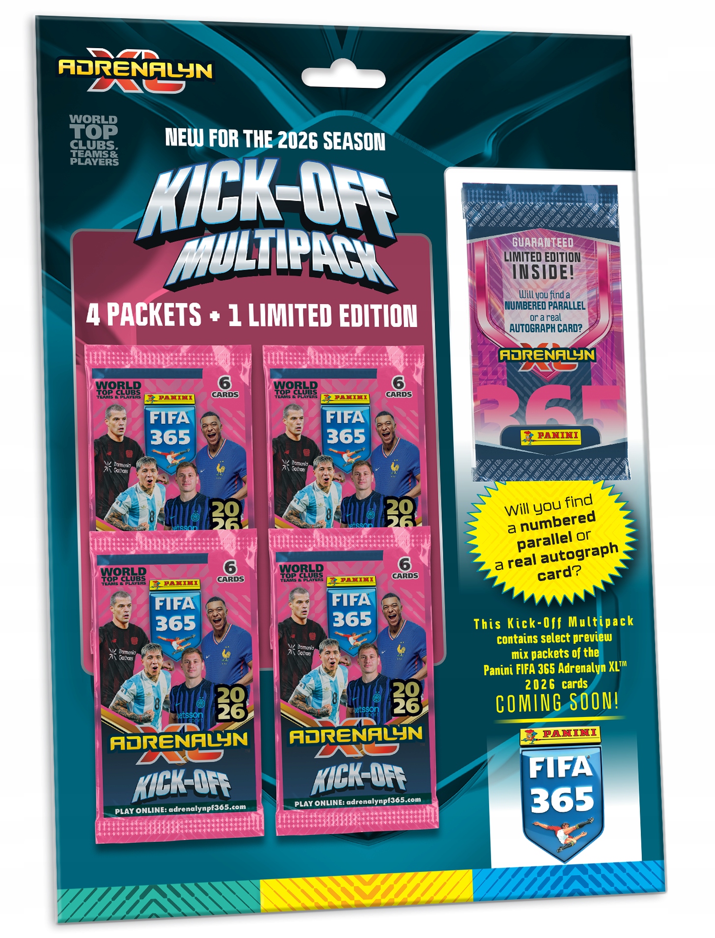 Fifa 365 2026 Adrenalyn XL Kick Off 4 saszetki limitowana karta Panini