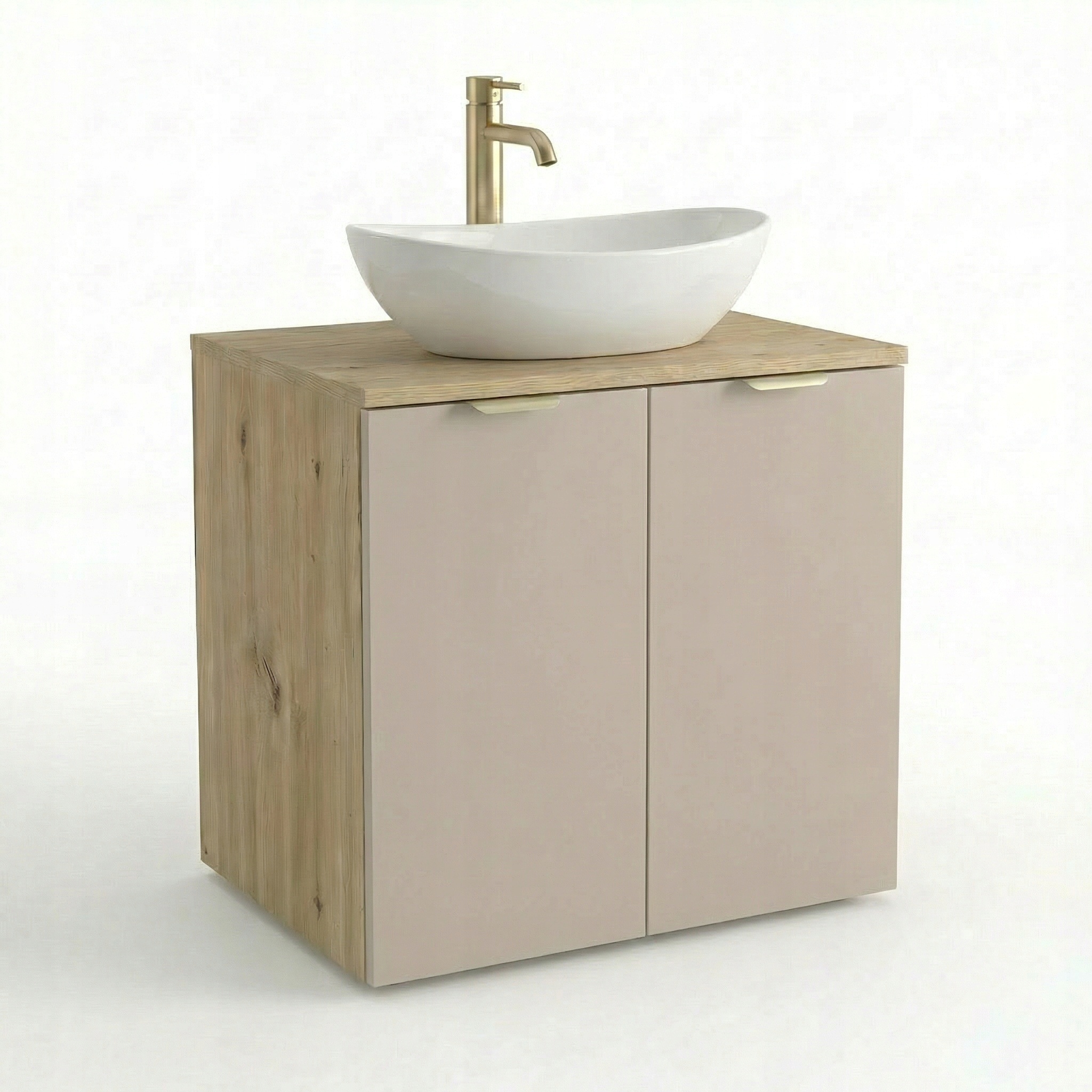 Skříňka s dveřmi a umyvadlem na desku Kašmír/Dub artisan Orio 60 cm