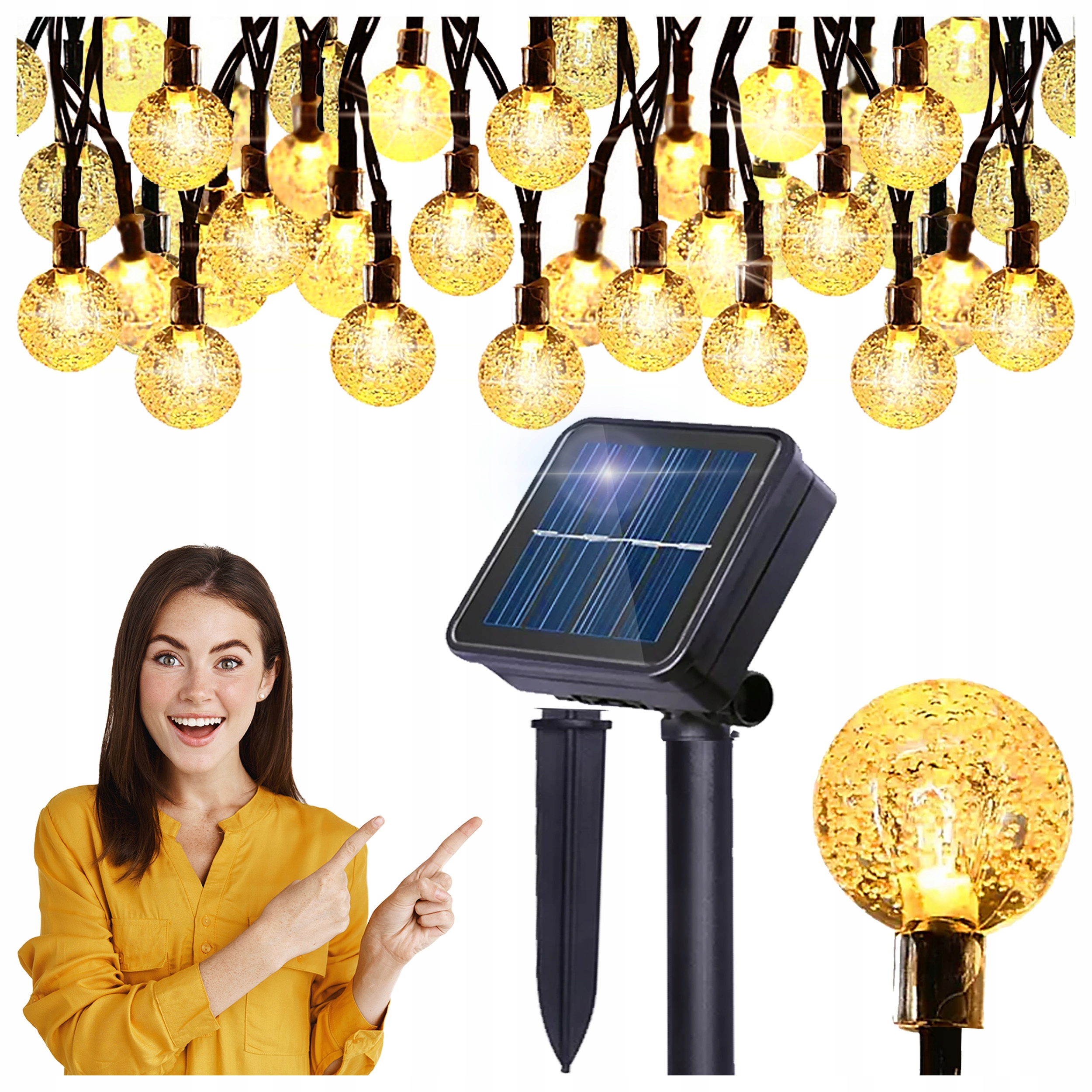 

Girlanda Solarna Ogrodowa Led Długa Lampki Kulki