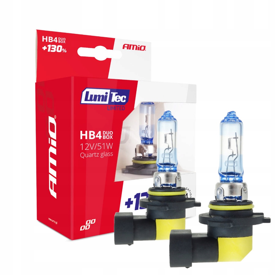 

Białe żarówki HB4 AMiO LumiTec Limited +130% 4300K