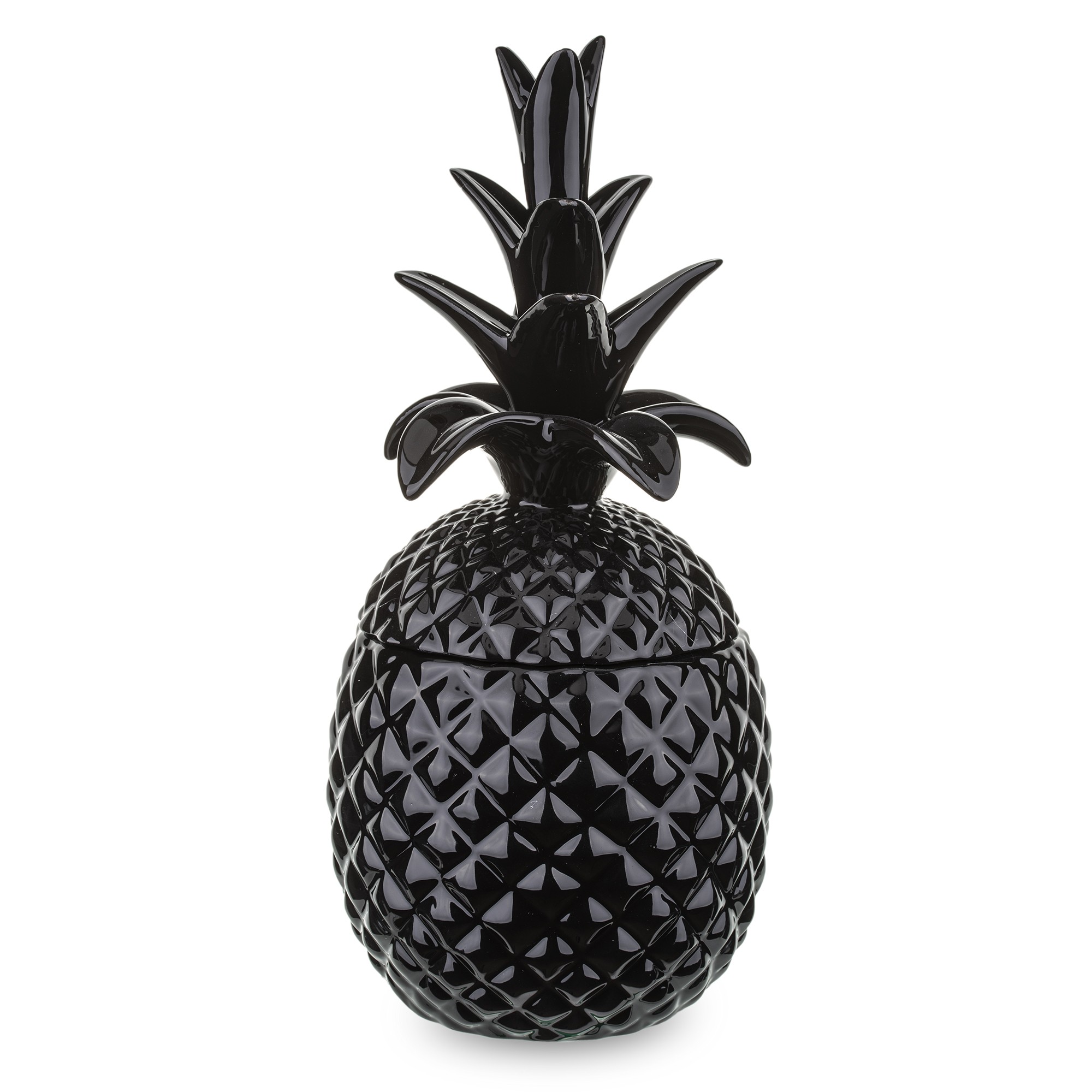 

Szklany pojemnik ananas czarny błyczący ceramiczny
