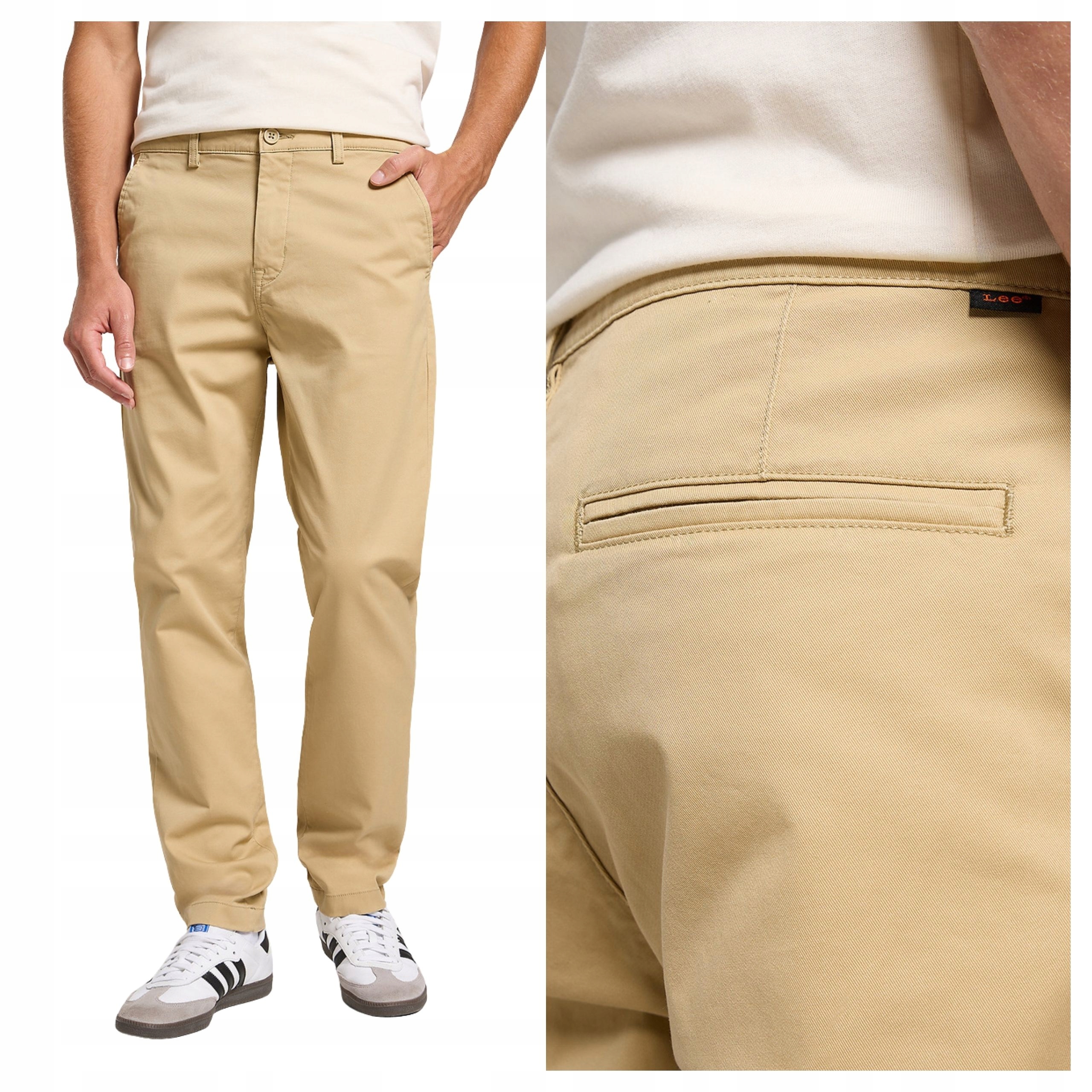 Pánské látkové kalhoty Lee Slim Chino Slim Fit Béžová W34 L32