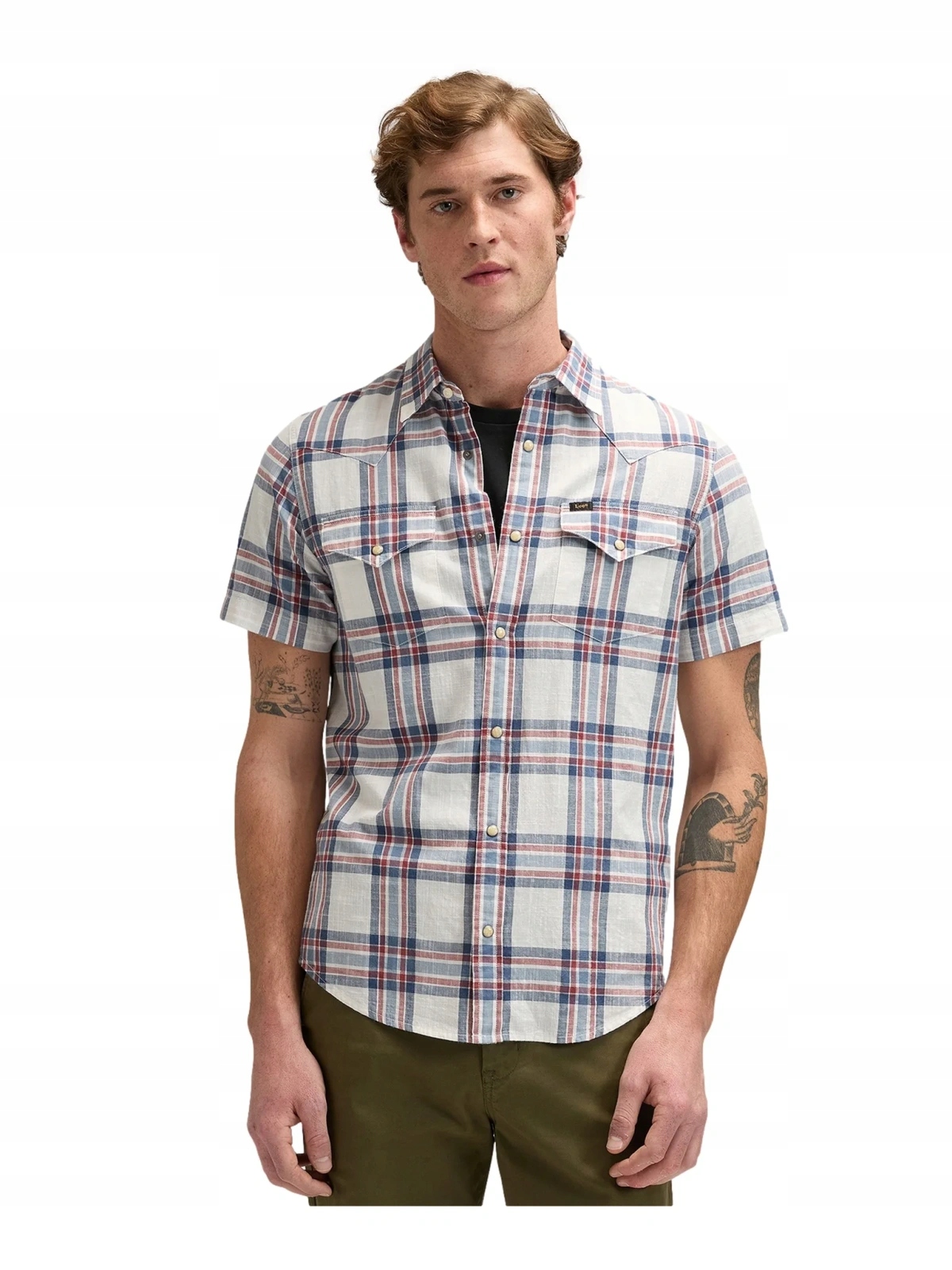 Pánská košile Lee Ss Western Shirt Academy Blue Plaid 112376545 XXL