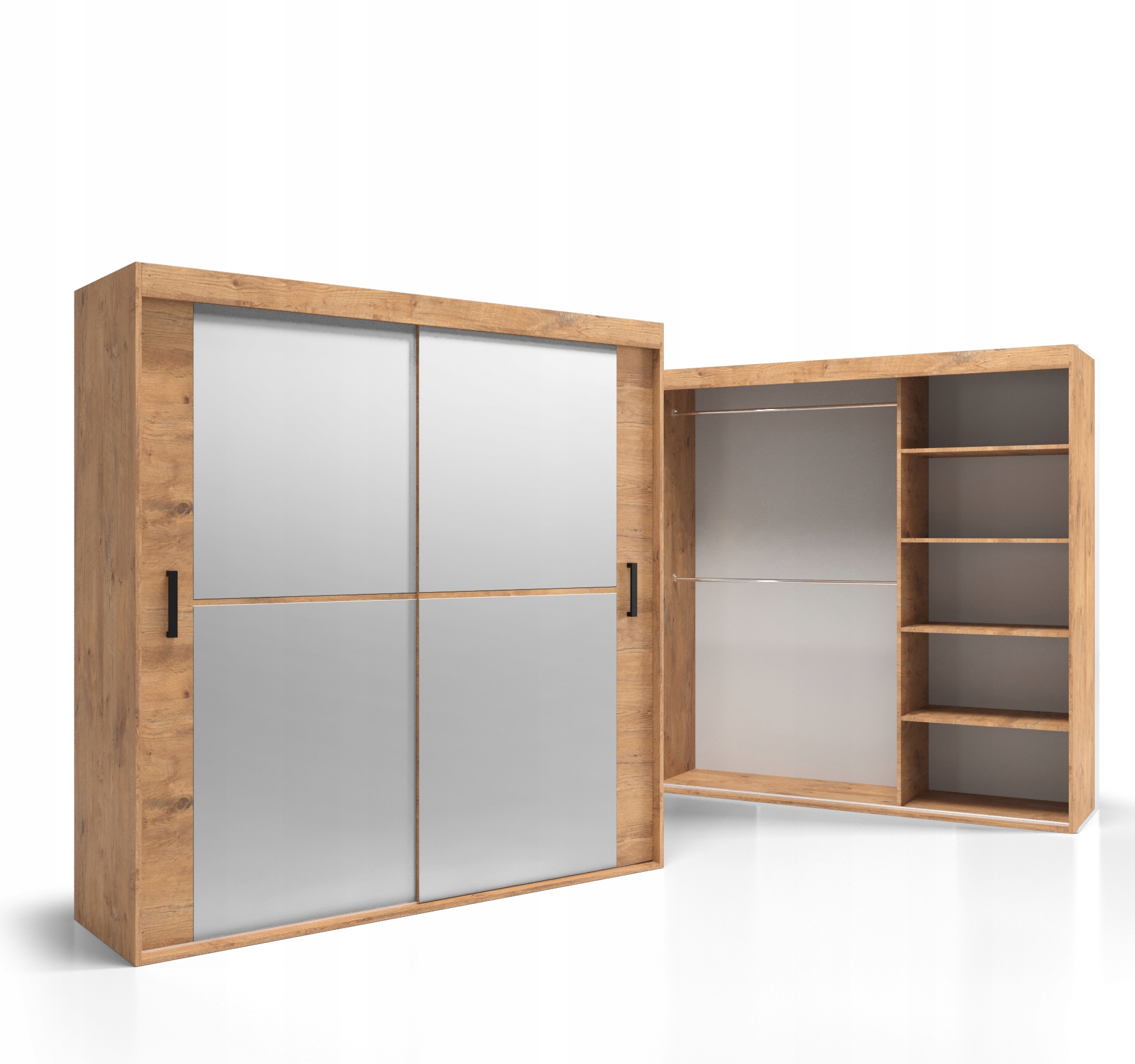 Skříň do ložnice Police tyče zrcadla 150x210 Deska 18 mm VSZ115 O-sofa